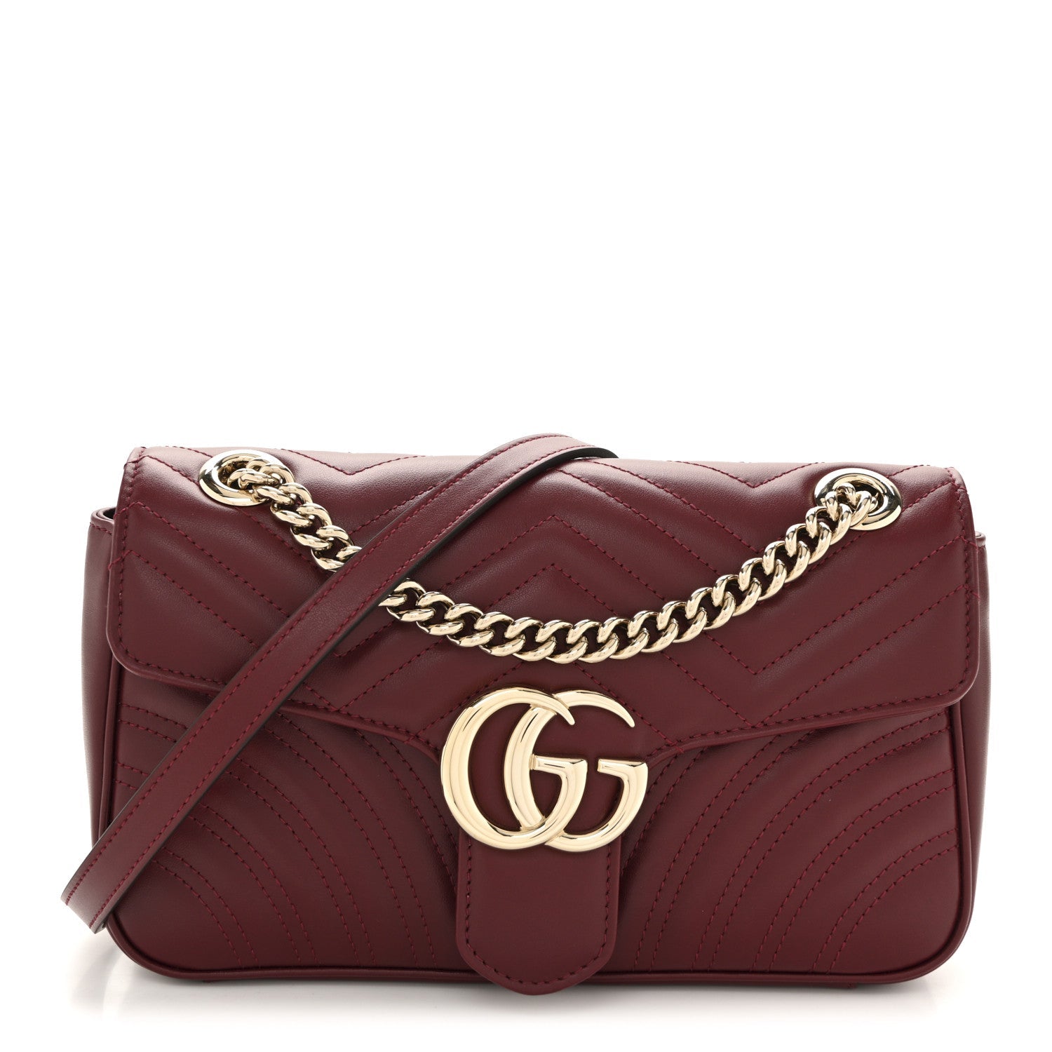 Calfskin Matelasse Medium GG Marmont Shoulder Bag Rosso Ancora Red
