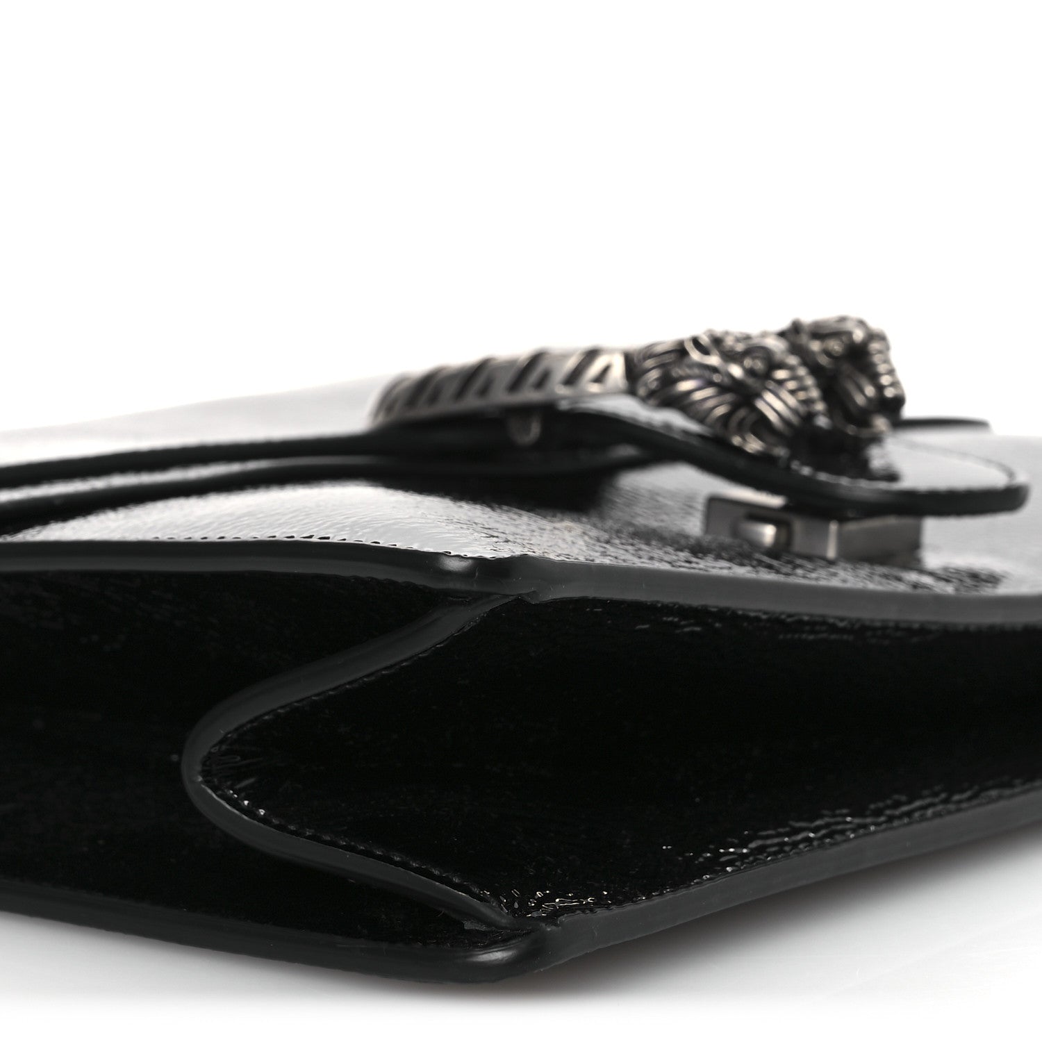 Crinkled Patent Medium Dionysus Top Handle Bag Black