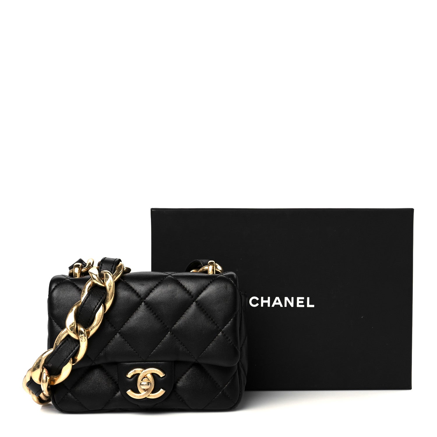 Lambskin Quilted Mini CC Funky Town Flap Black