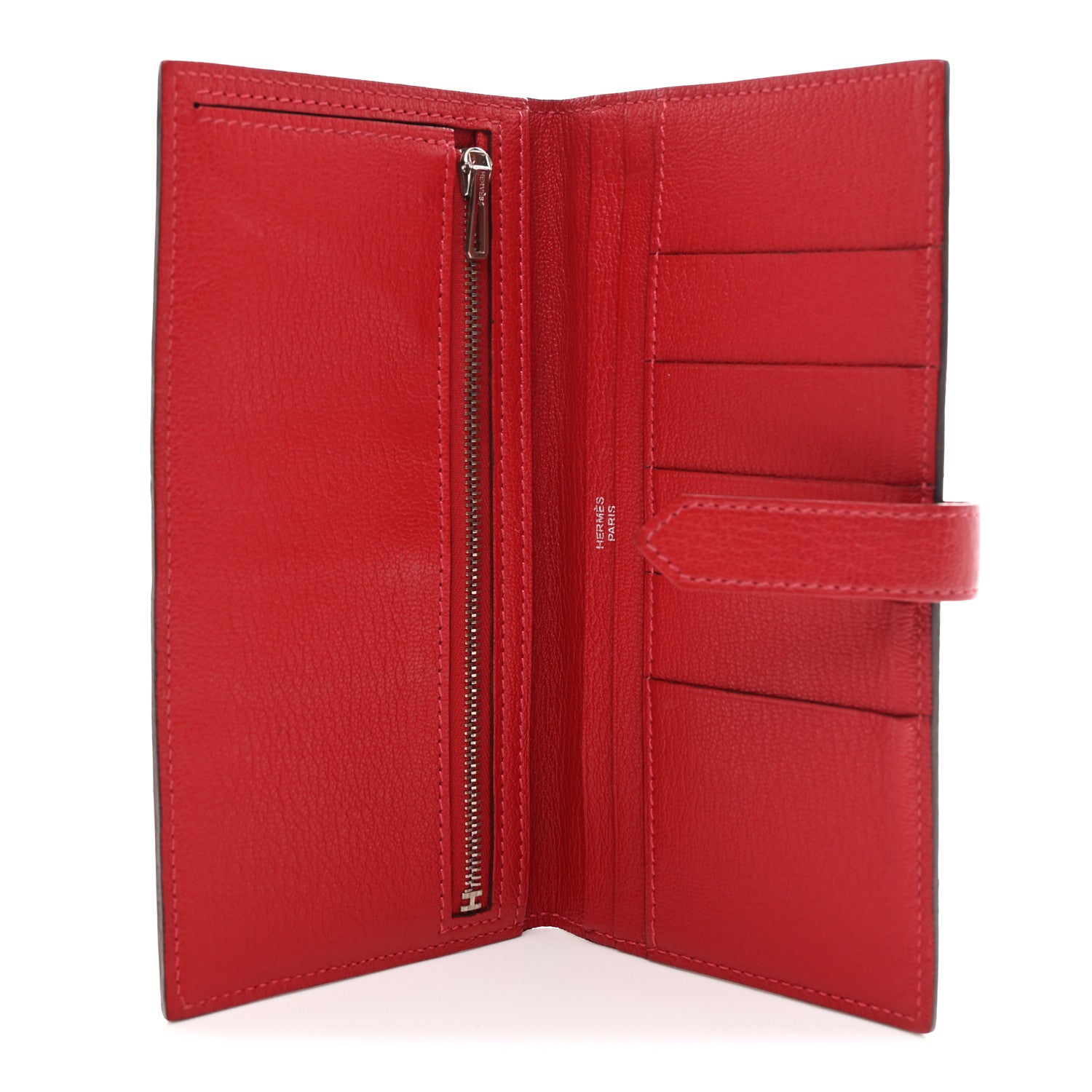 Chèvre Mysore Bi-Color Bearn Gusset Wallet Rose Lipstick Rouge Casaque