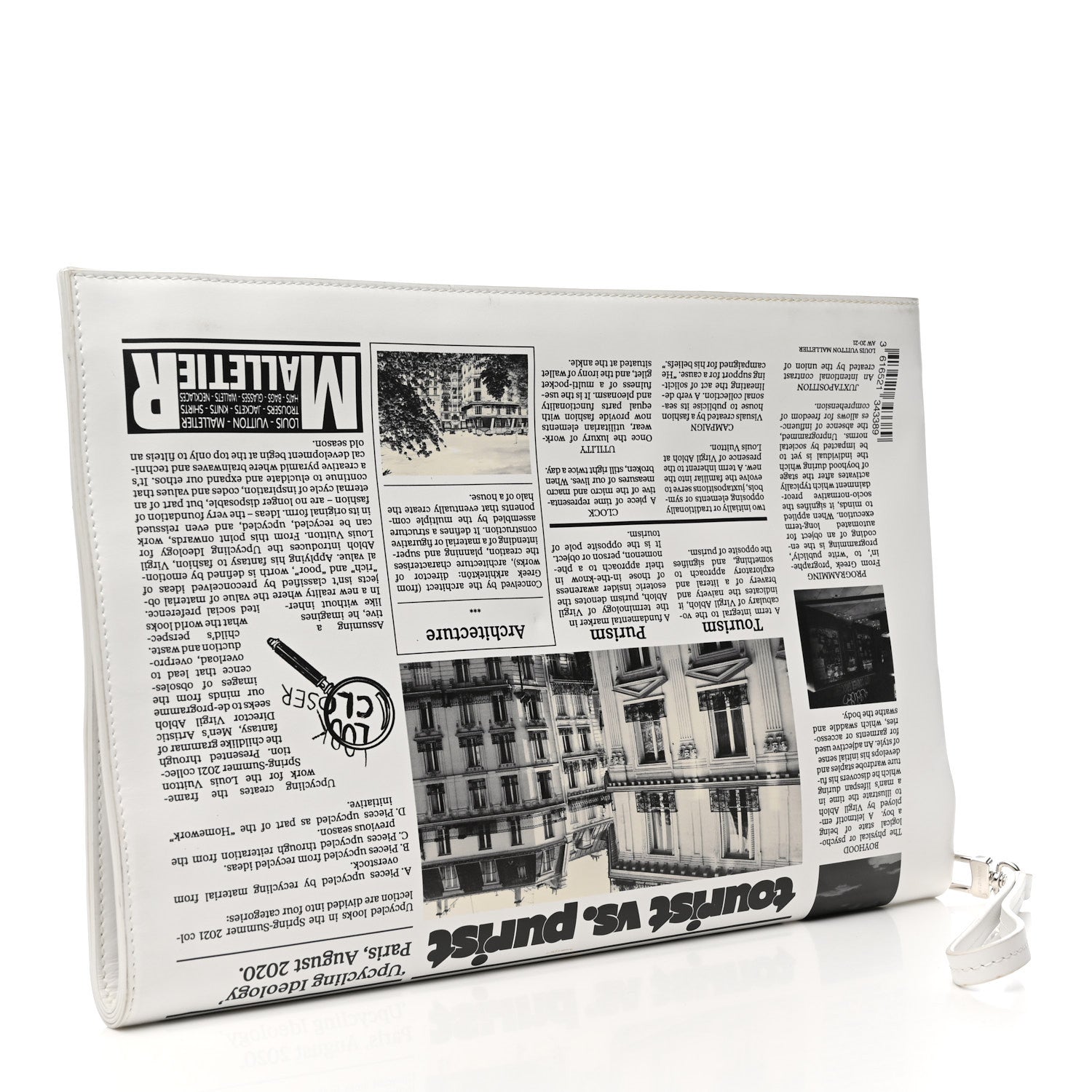 Calfskin Newspaper Print Pouch