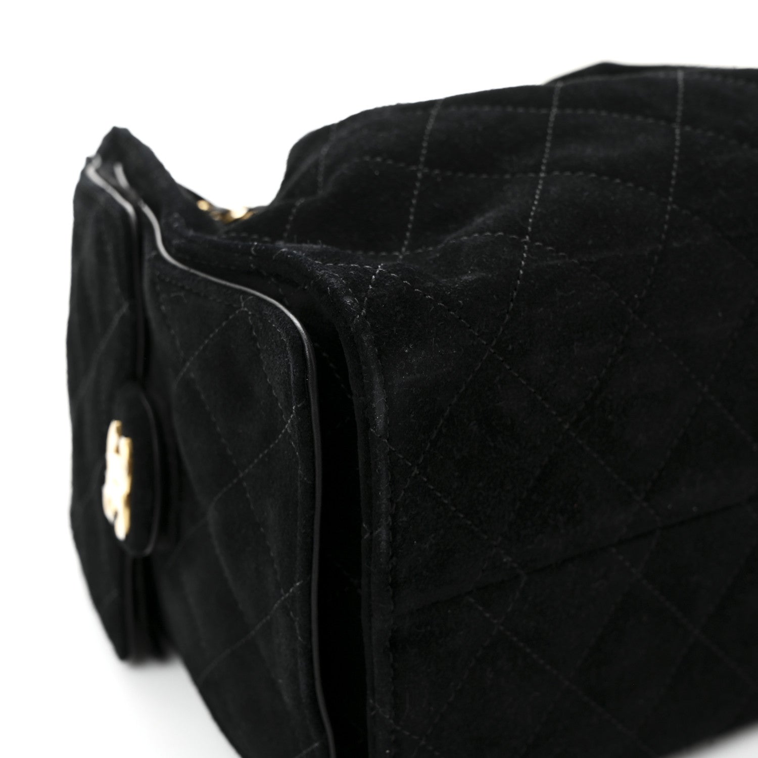 Suede Quilted Small Chanel 25 Handbag Black