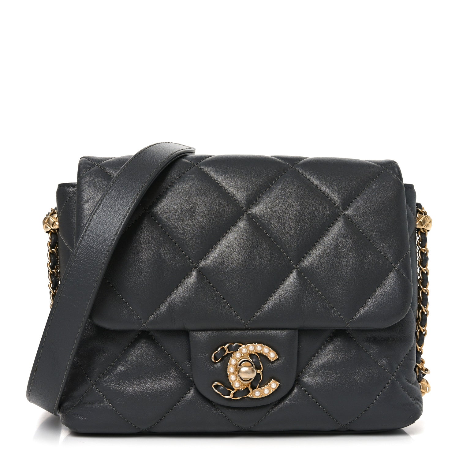 Lambskin Quilted Mini Crush On Chains Flap Bag Grey