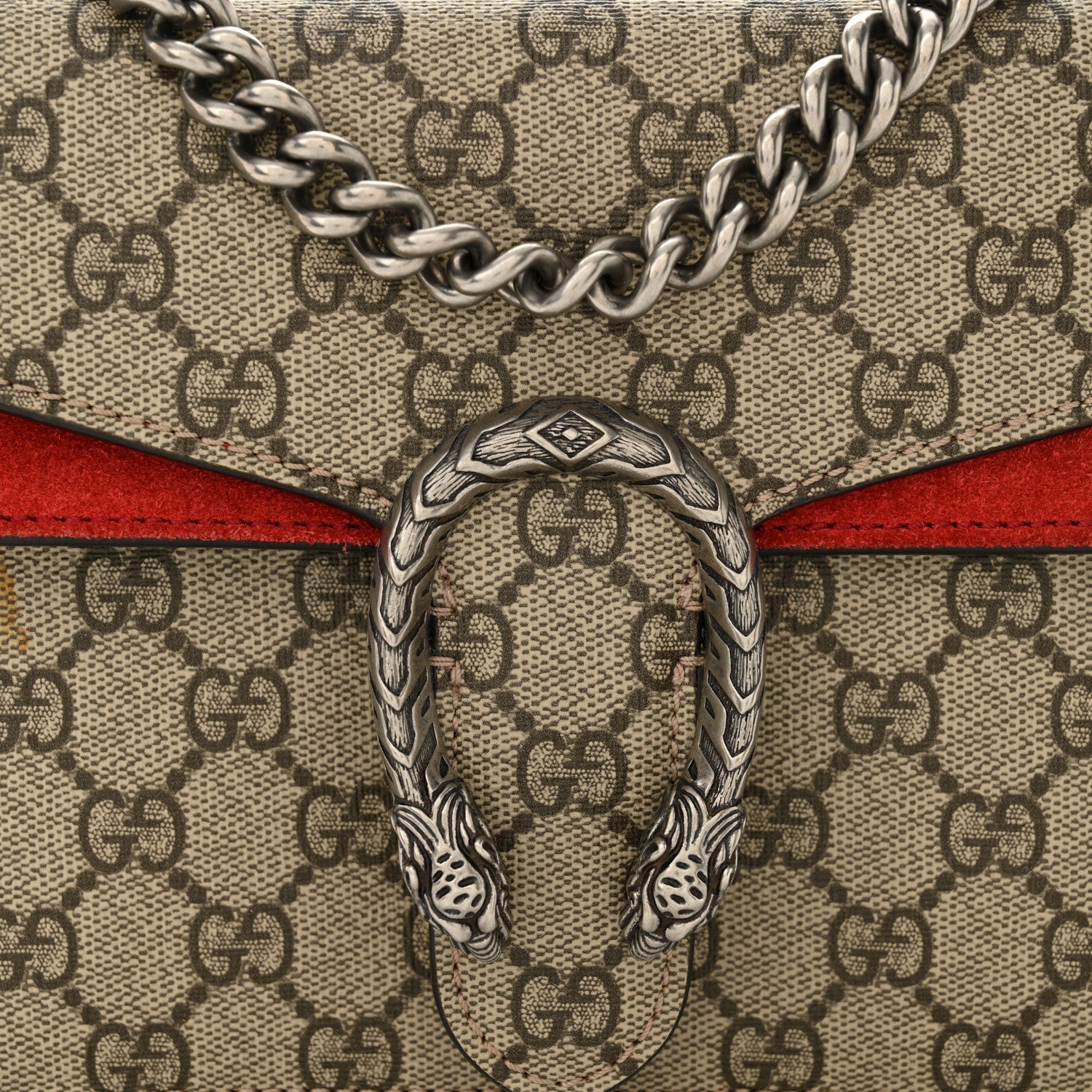 GG Supreme Monogram Mini Dionysus Shoulder Bag Hibiscus Red