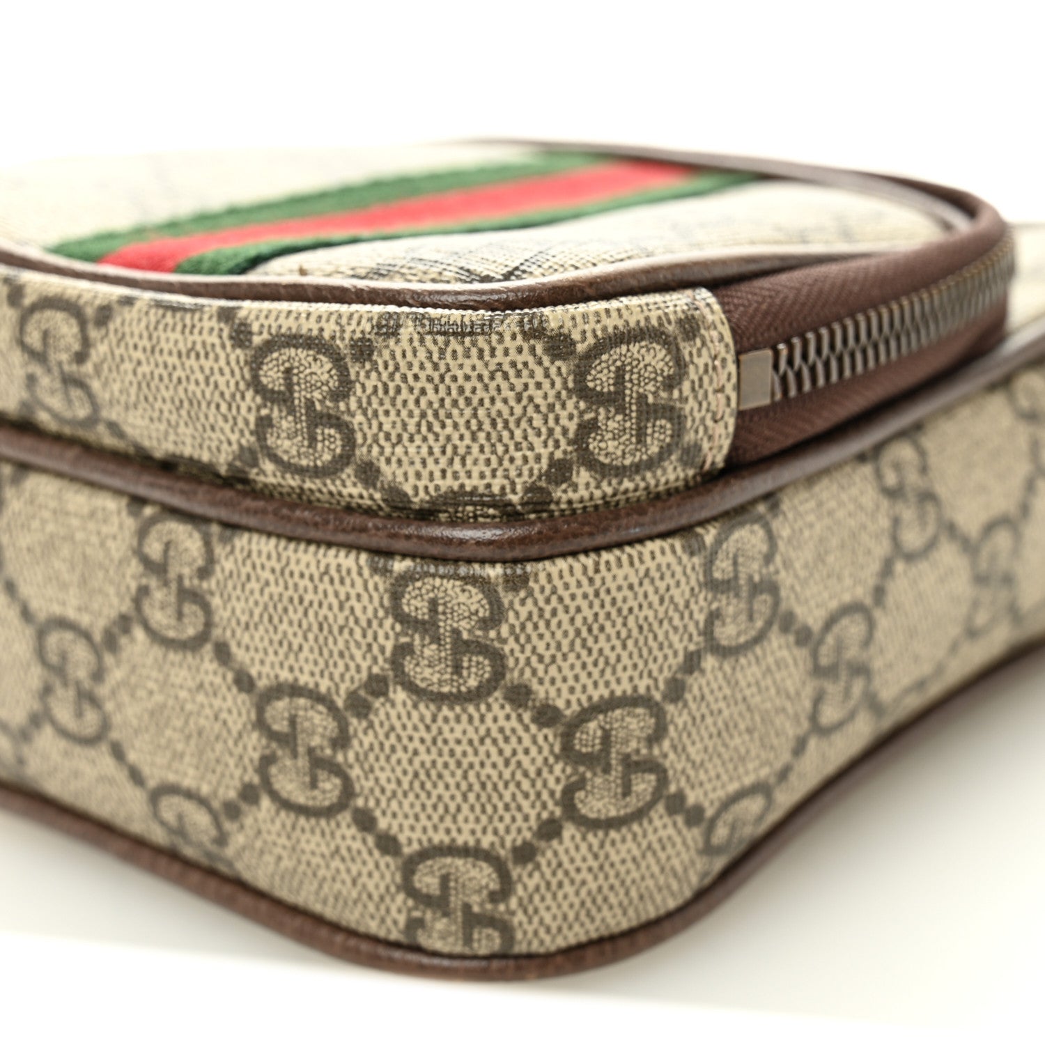 GG Supreme Monogram Web Mini Ophidia Double Zip Messenger Bag Beige New Acero
