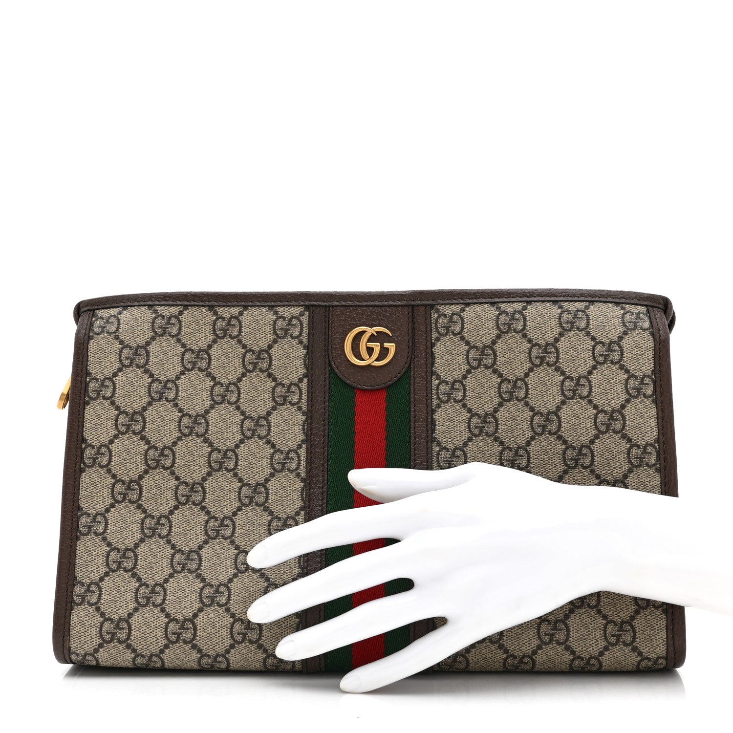 GG Supreme Monogram Web Ophidia GG Toiletry Case Beige New Acero