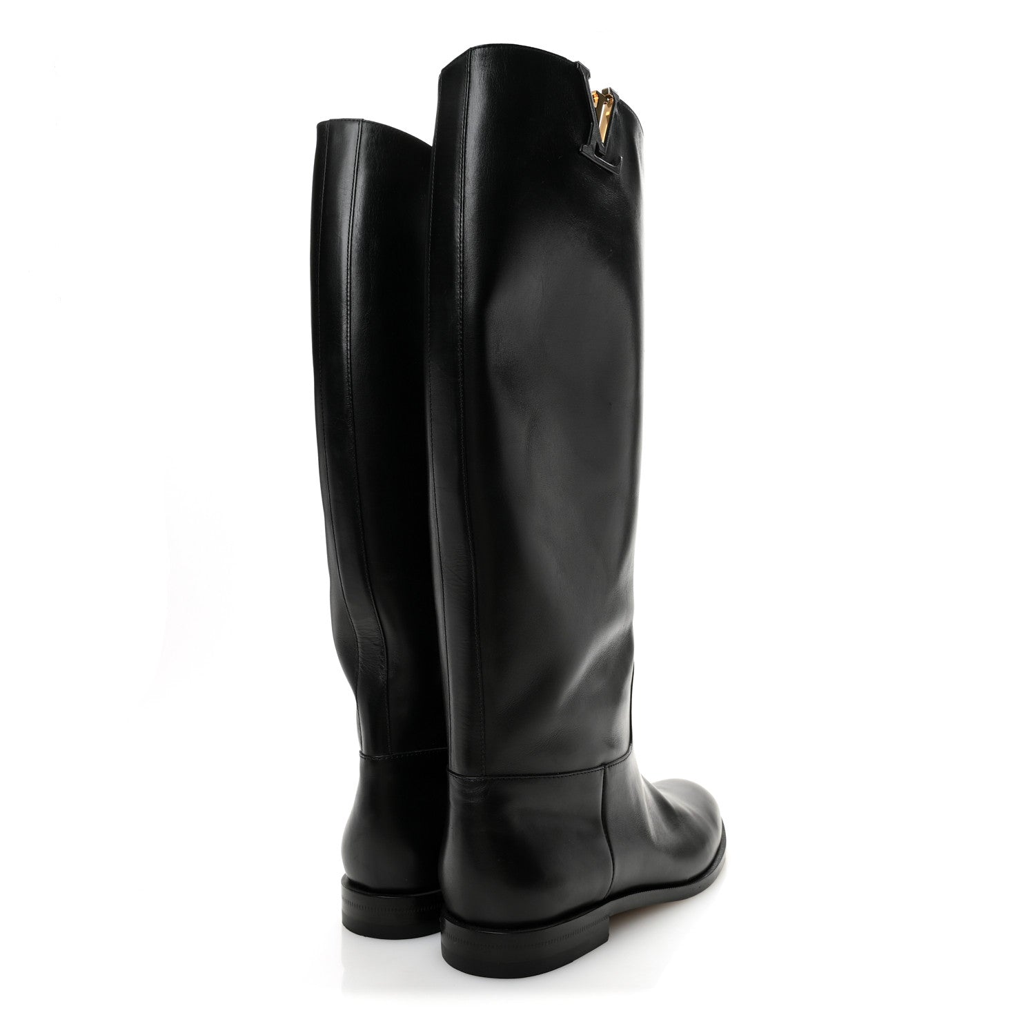 Calfskin Heritage Flat High Boots 38.5 Black