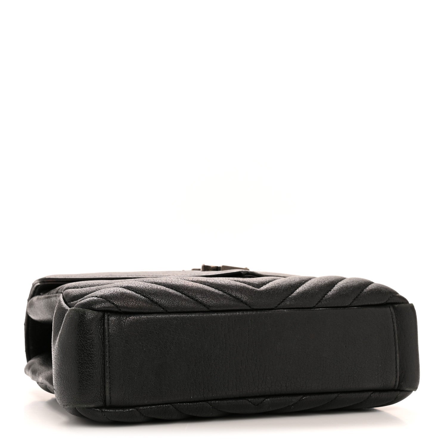 Sheepskin Matelasse Chevron Monogram Medium College Bag Black