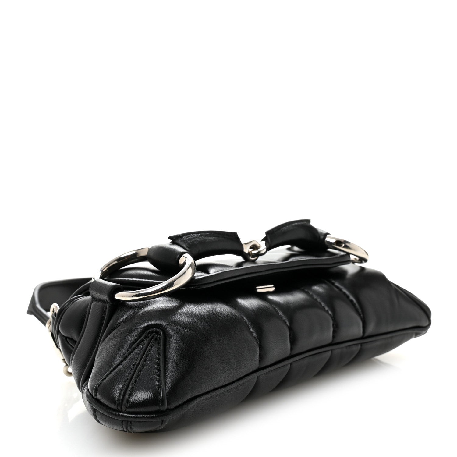 Nappa Vertical Matelasse Small Maxi Horsebit Chain Shoulder Bag Black