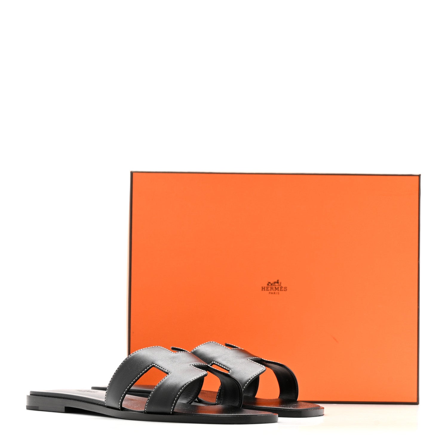 Box Calfskin Oran Sandals 40 Black