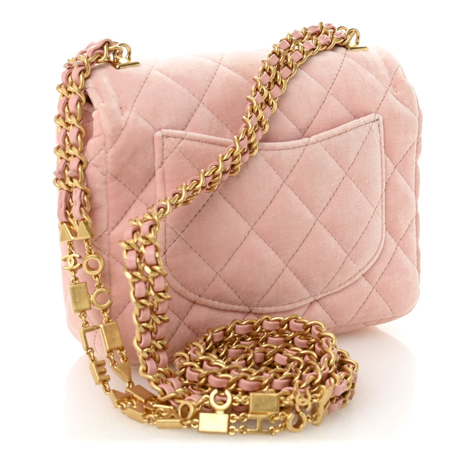 Velvet Enamel Mini Flap Light Pink