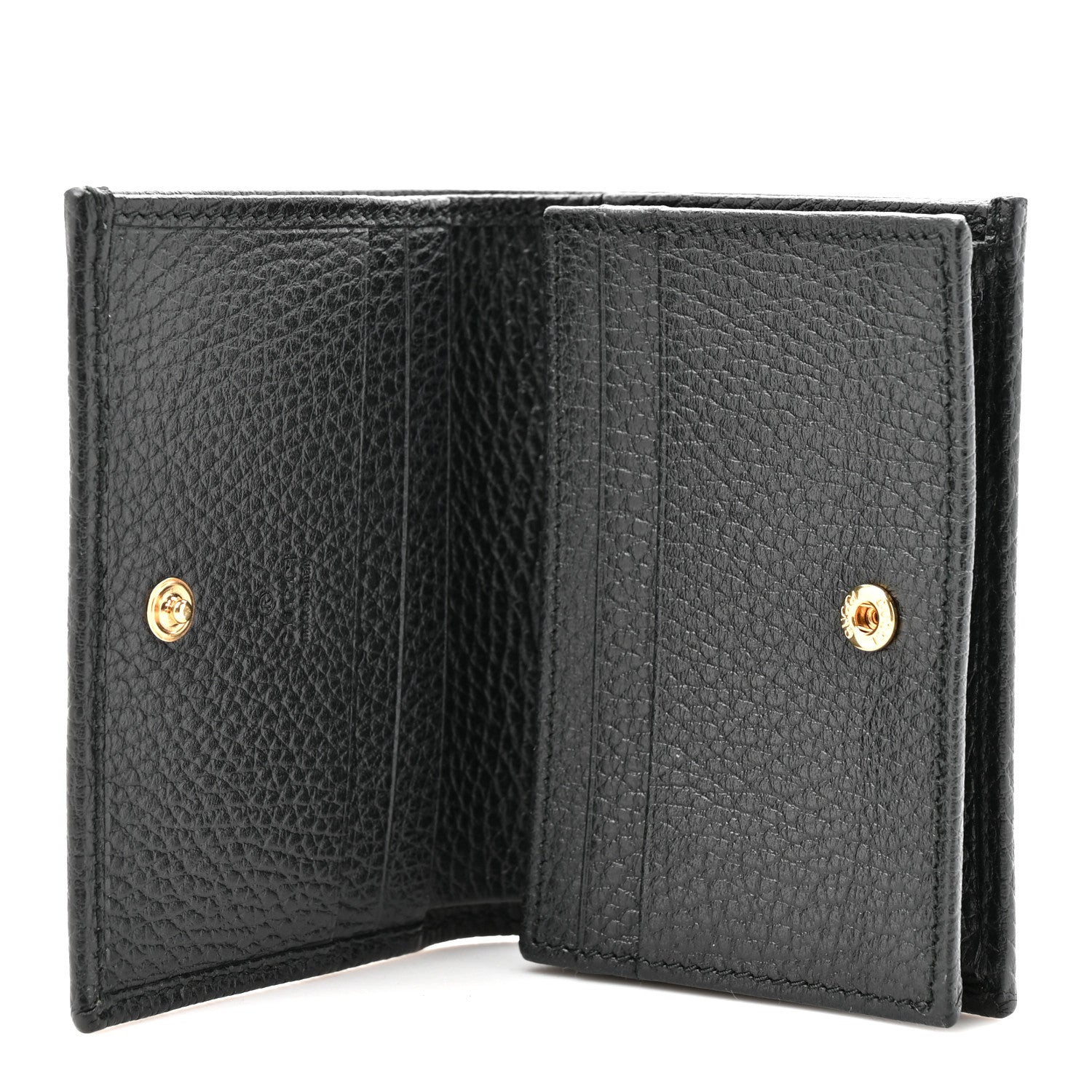 Pebbled Calfskin GG Marmont Card Case Black