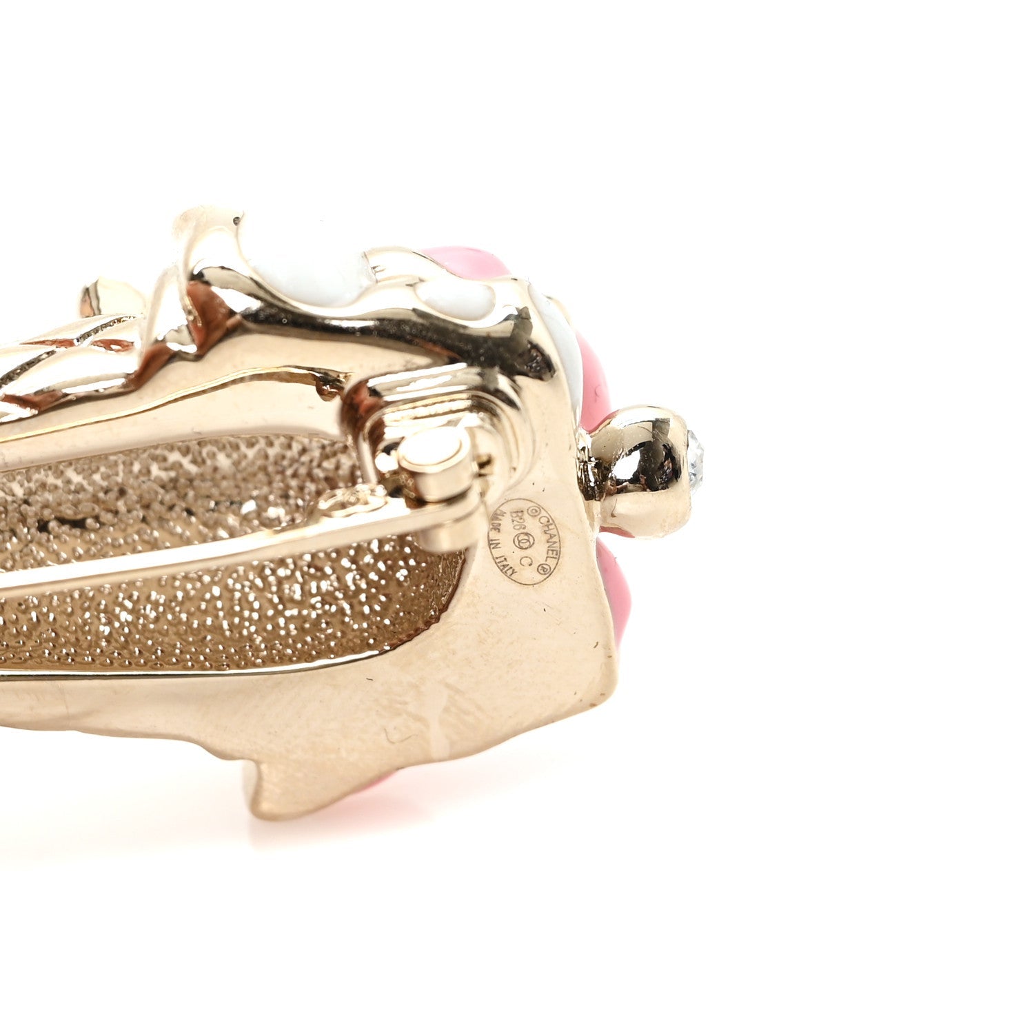 Metal Resin Strass Ice Cream Brooch Gold Pink Pearly White