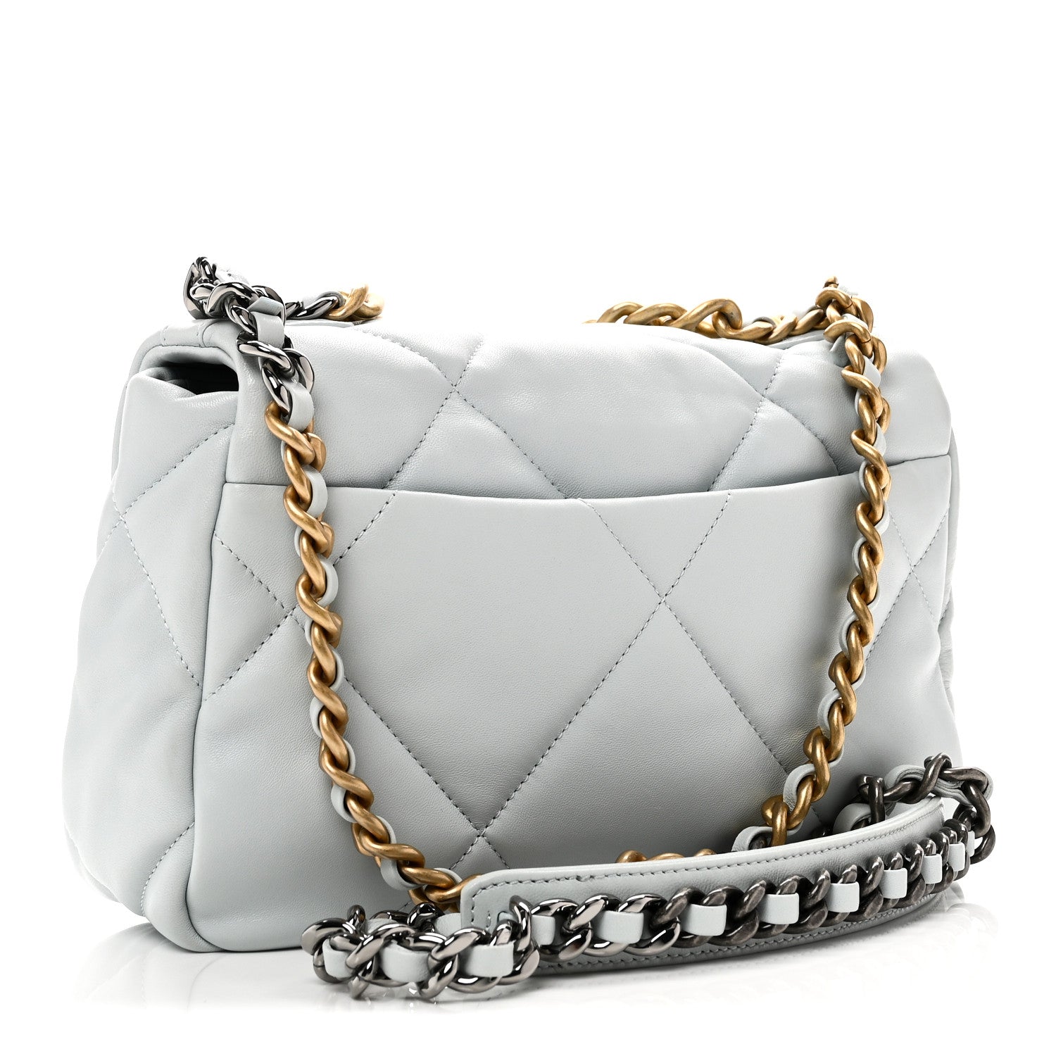 Lambskin Quilted Medium Chanel 19 Flap Light Blue