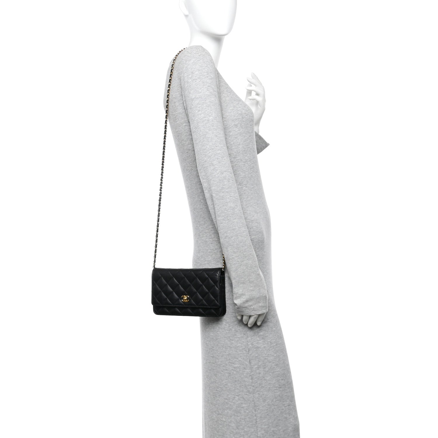 Caviar Quilted CC Turnlock Wallet On Chain WOC Black