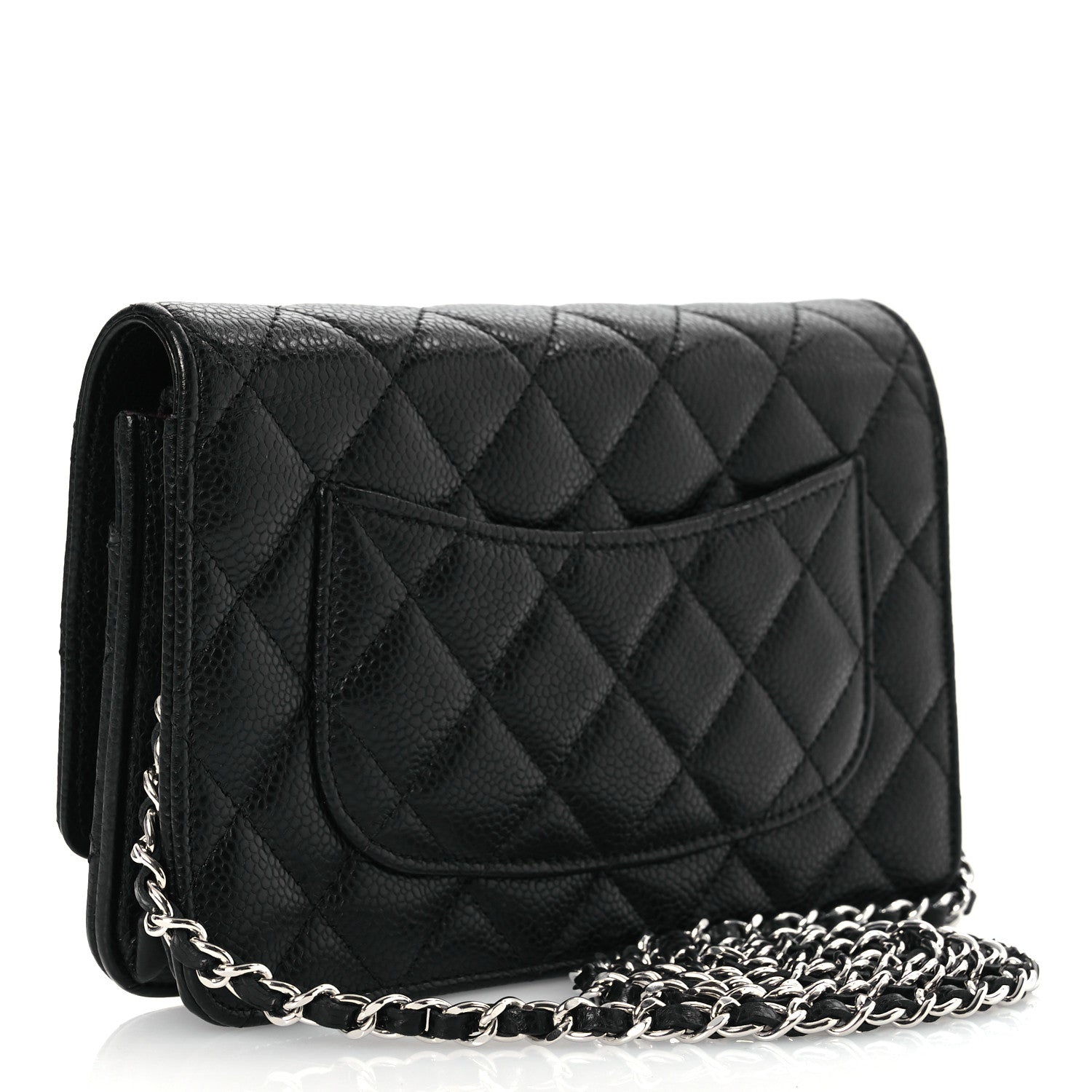 Caviar Quilted Wallet on Chain WOC Black