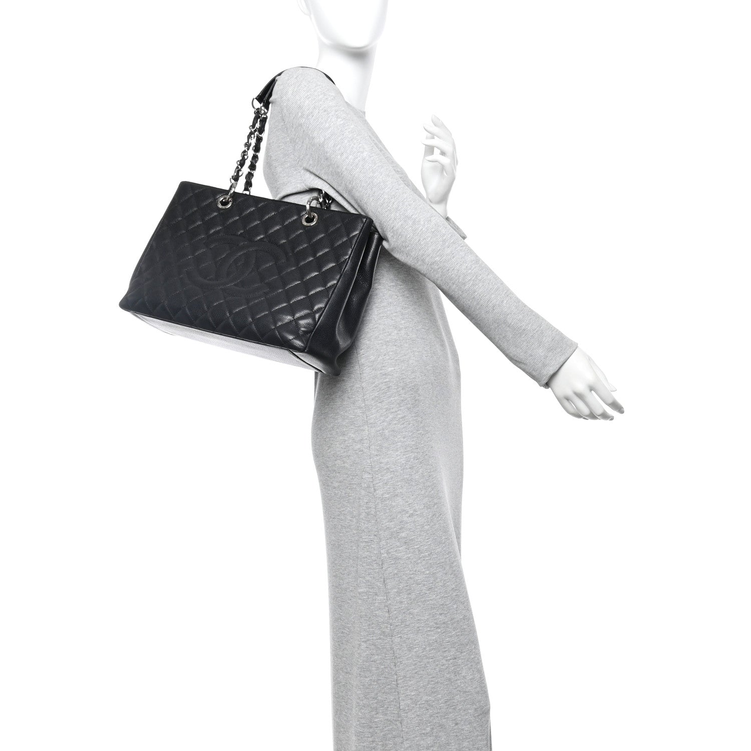 Caviar Quilted Grand Shopping Tote GST Black