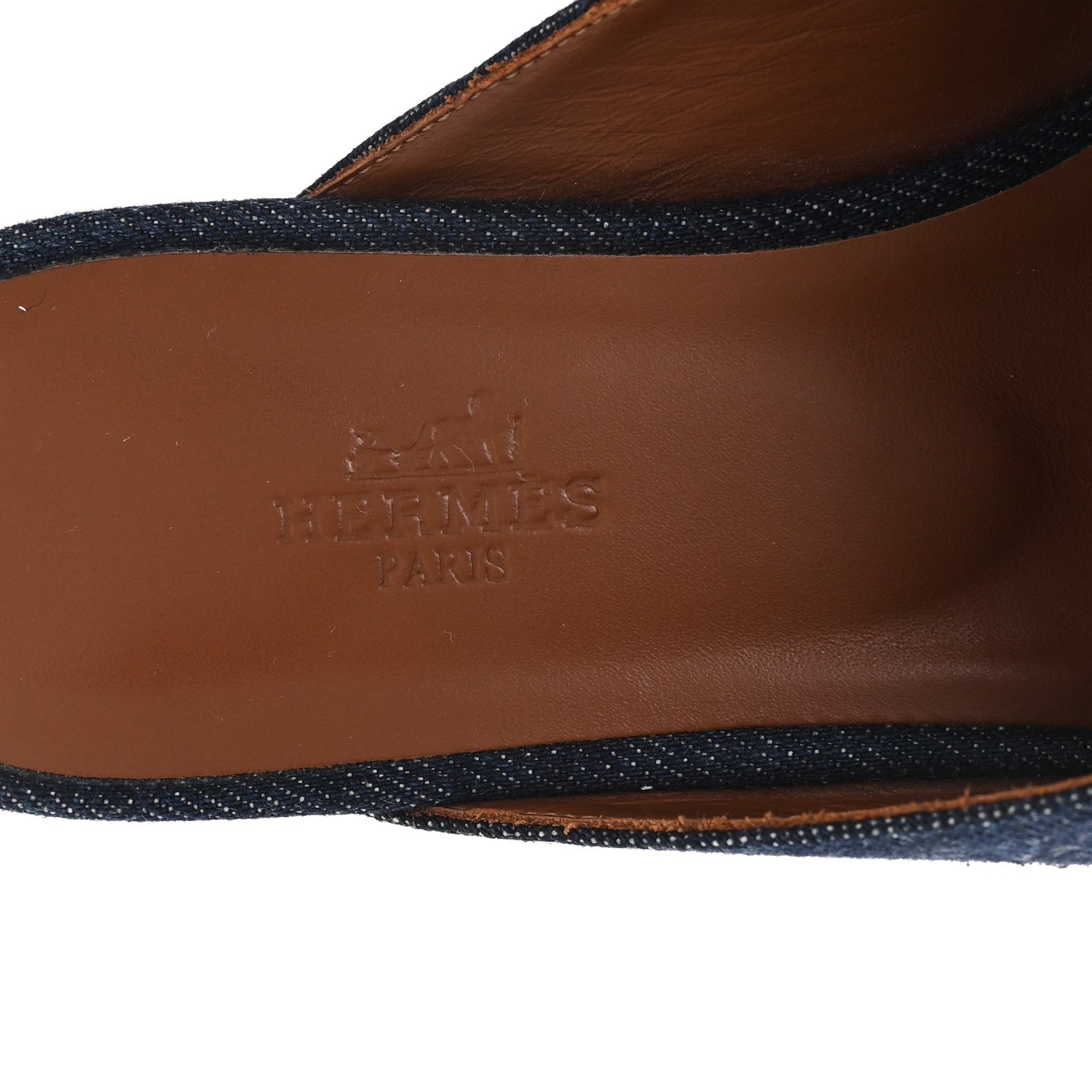 Calfskin Denim Oz Mules 37 Bleu Brut Gold