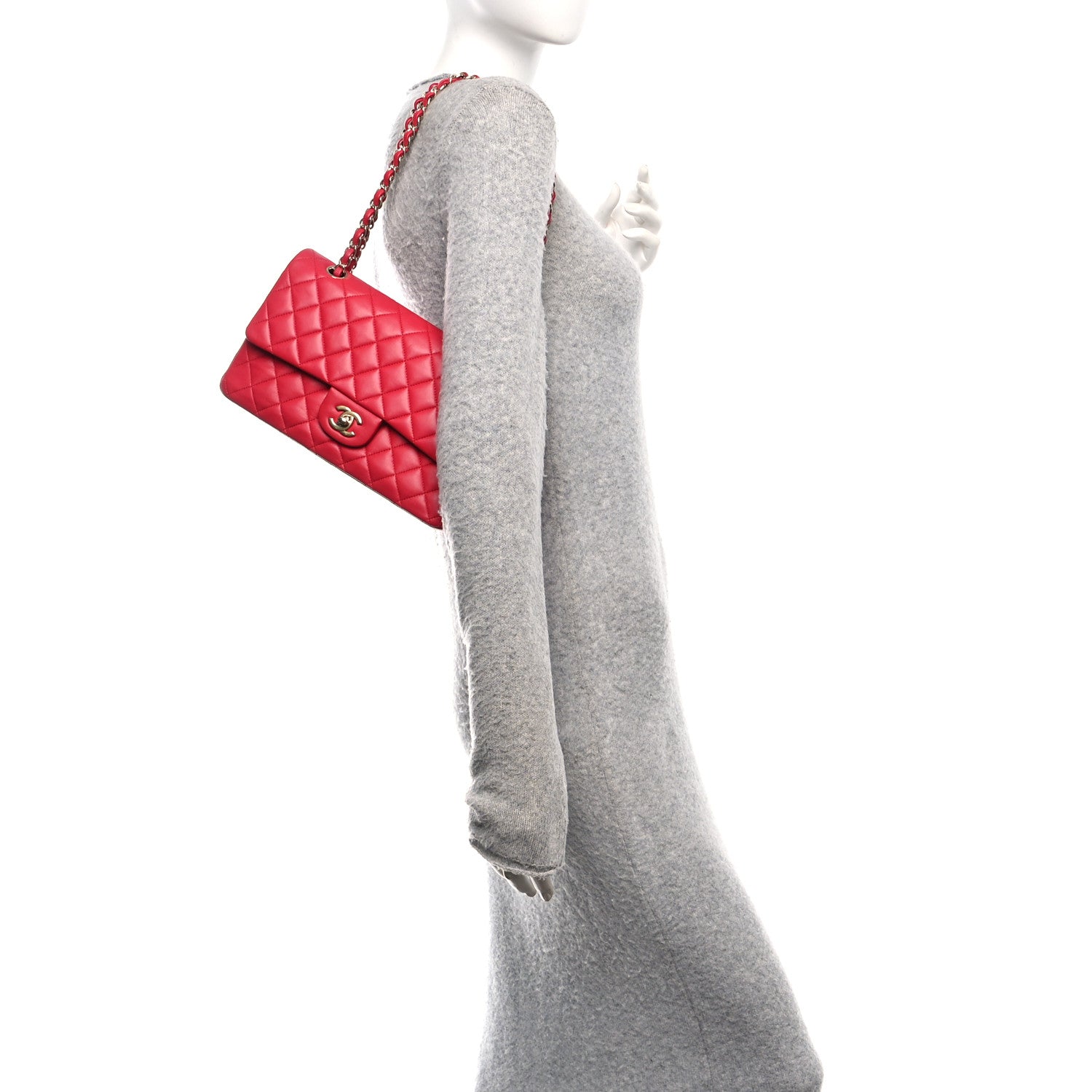 Lambskin Quilted Medium Double Flap Pink