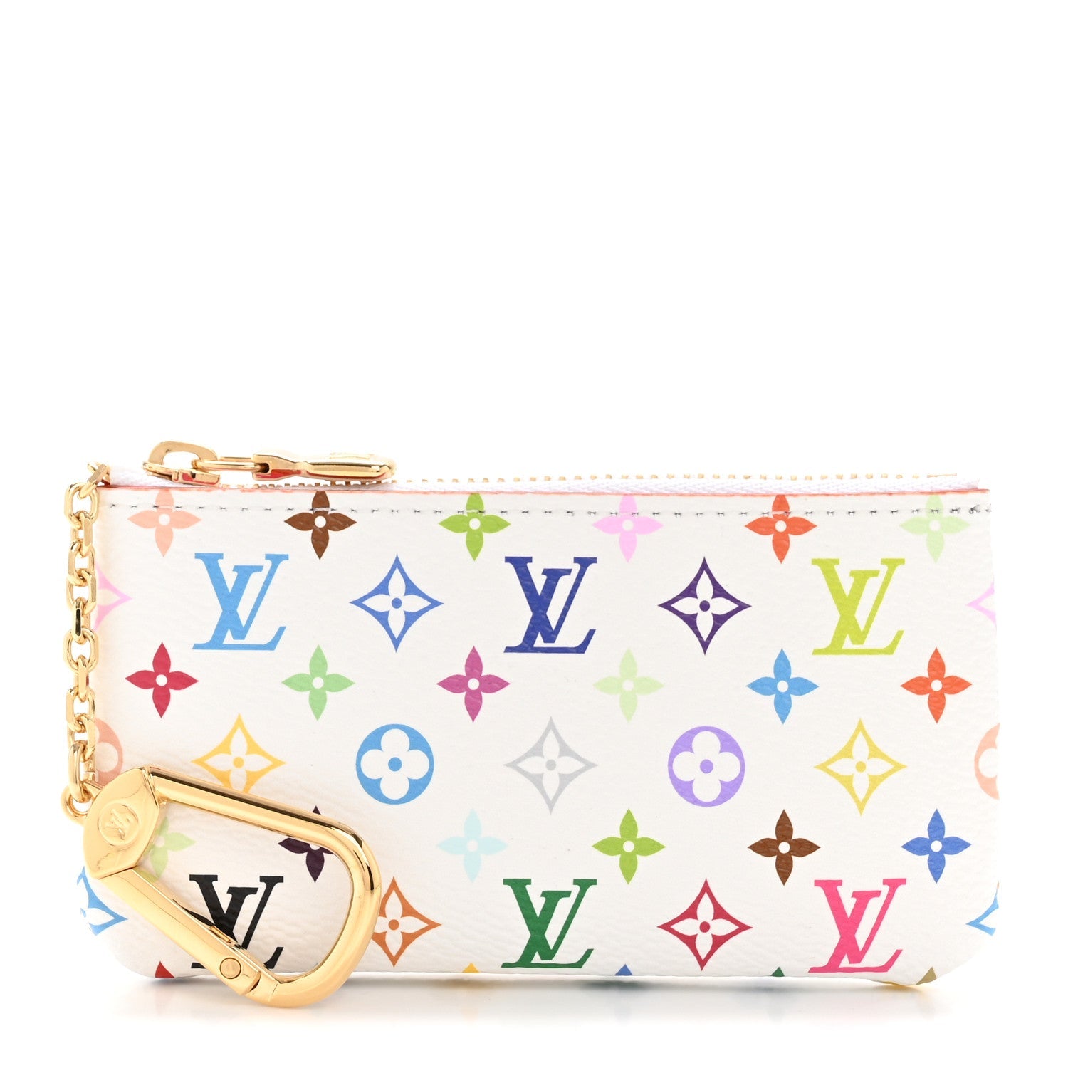 LV X TM Monogram Multicolor Key Pouch White