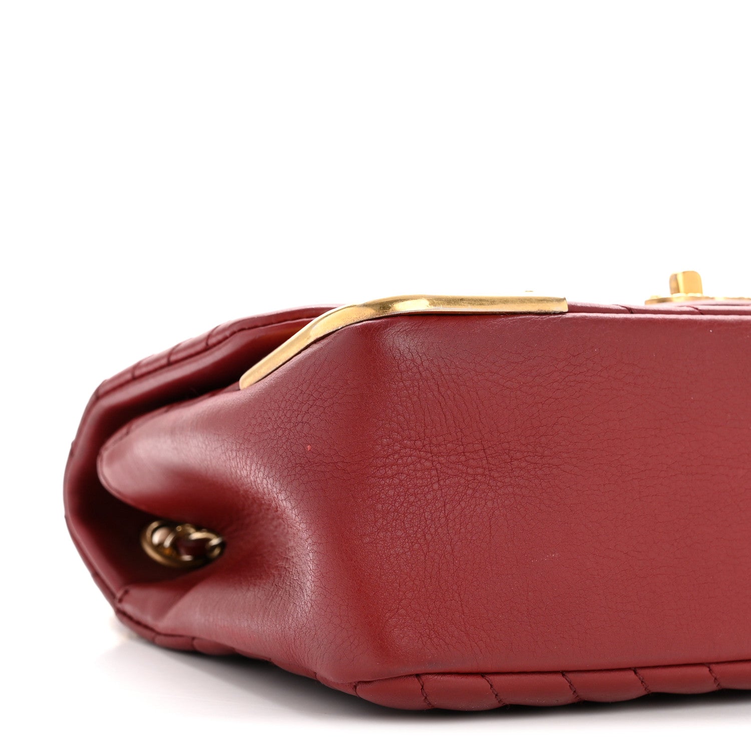 Calfskin Chevron Quilted Mini Rock The Corner Flap Red