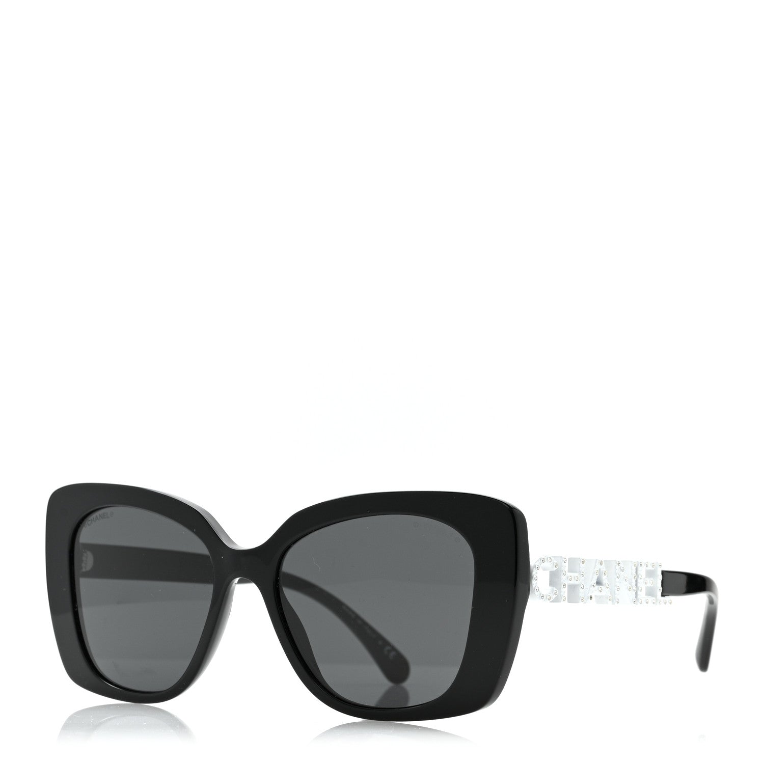 Acetate Strass Polarized Square Sunglasses 5422-B Black White
