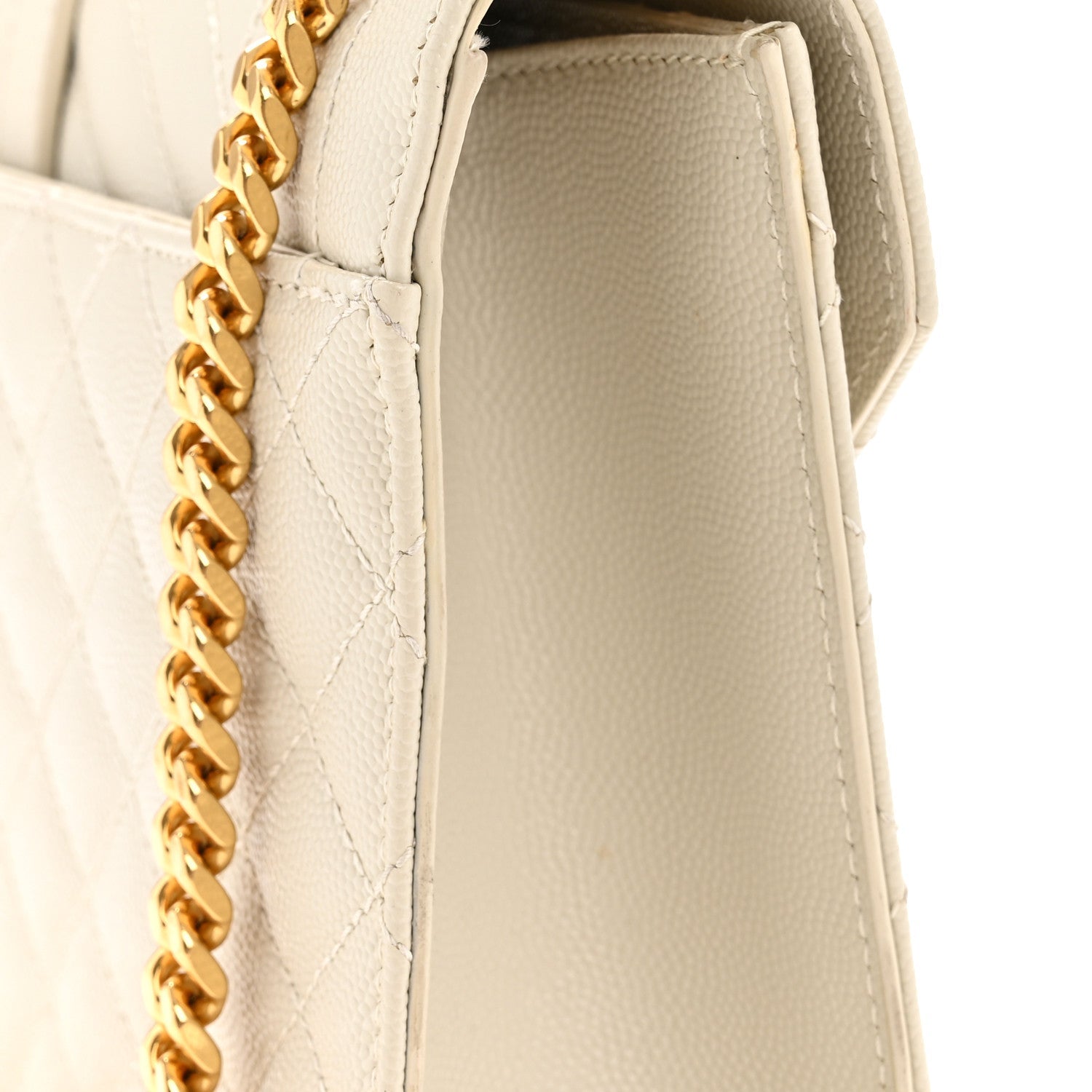Grain De Poudre Textured Mixed Matelasse Medium Triquilt Monogram Satchel Crema Soft