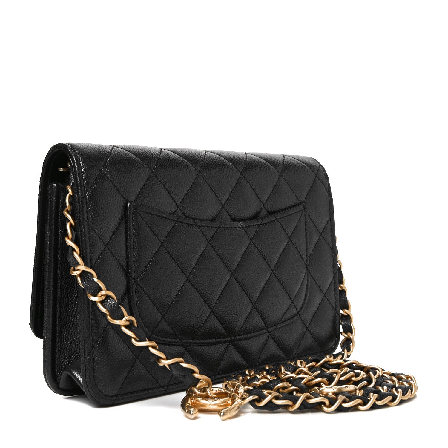 Pearly Caviar Quilted Fit For You Wallet On Chain WOC Navy