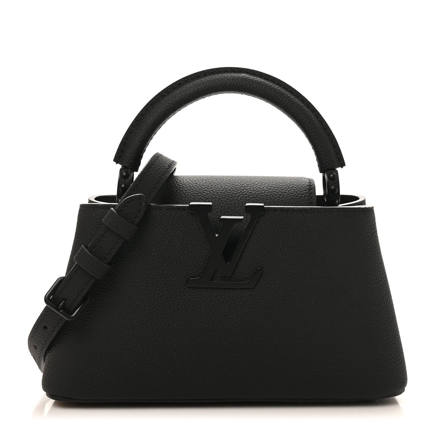 Matte Taurillon Capucines East West Mini All Black