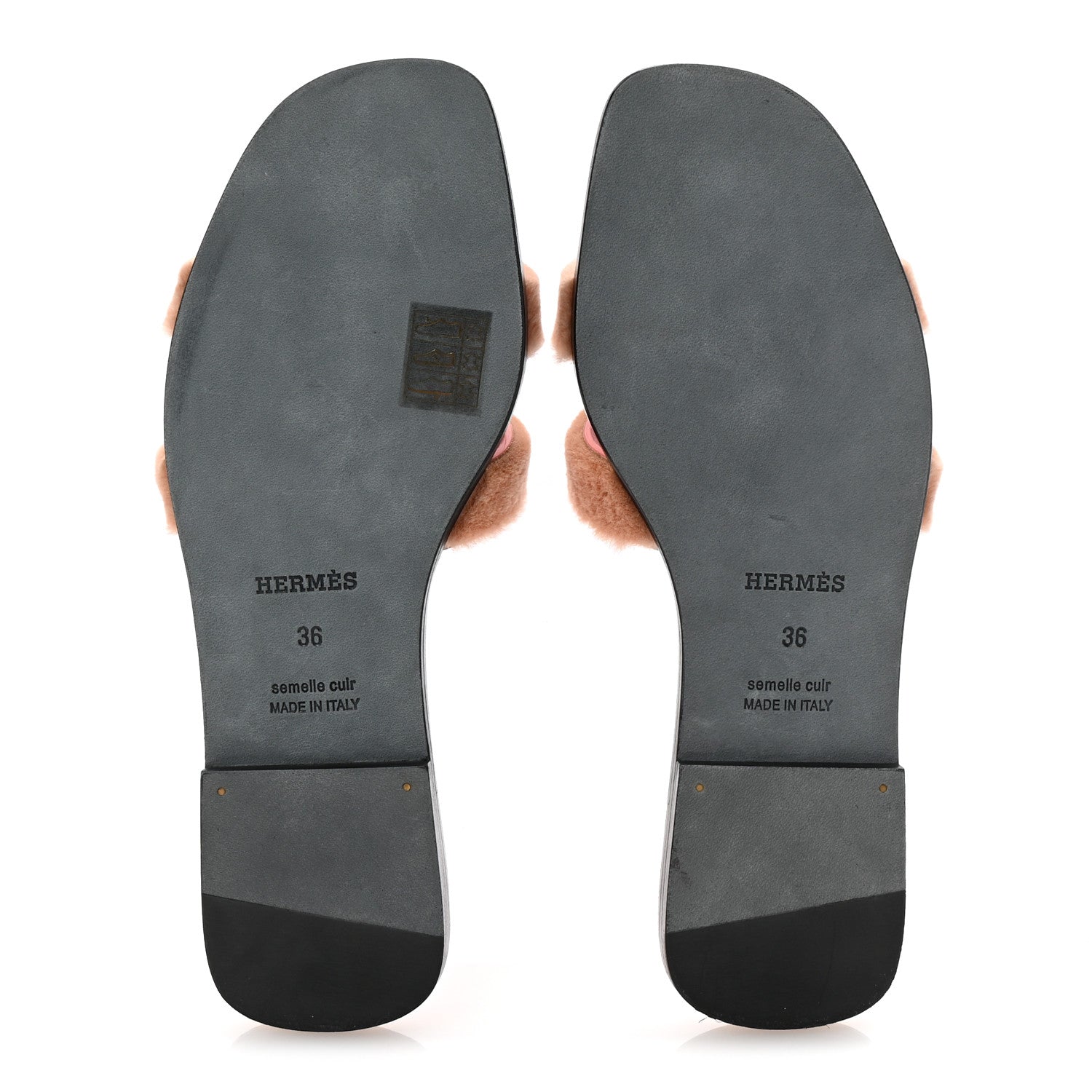 Mink Fur Oran Sandals 36 Blush Gris Fume