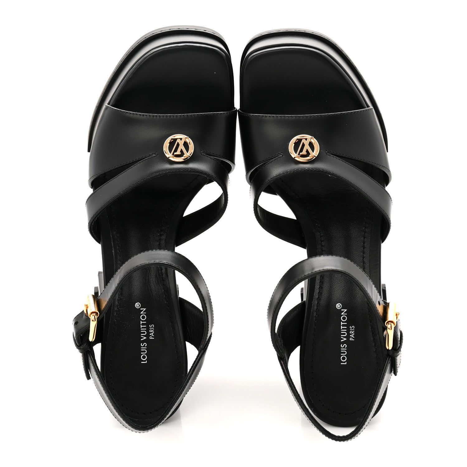 Calfskin Maya Platform Sandals 36.5 Black
