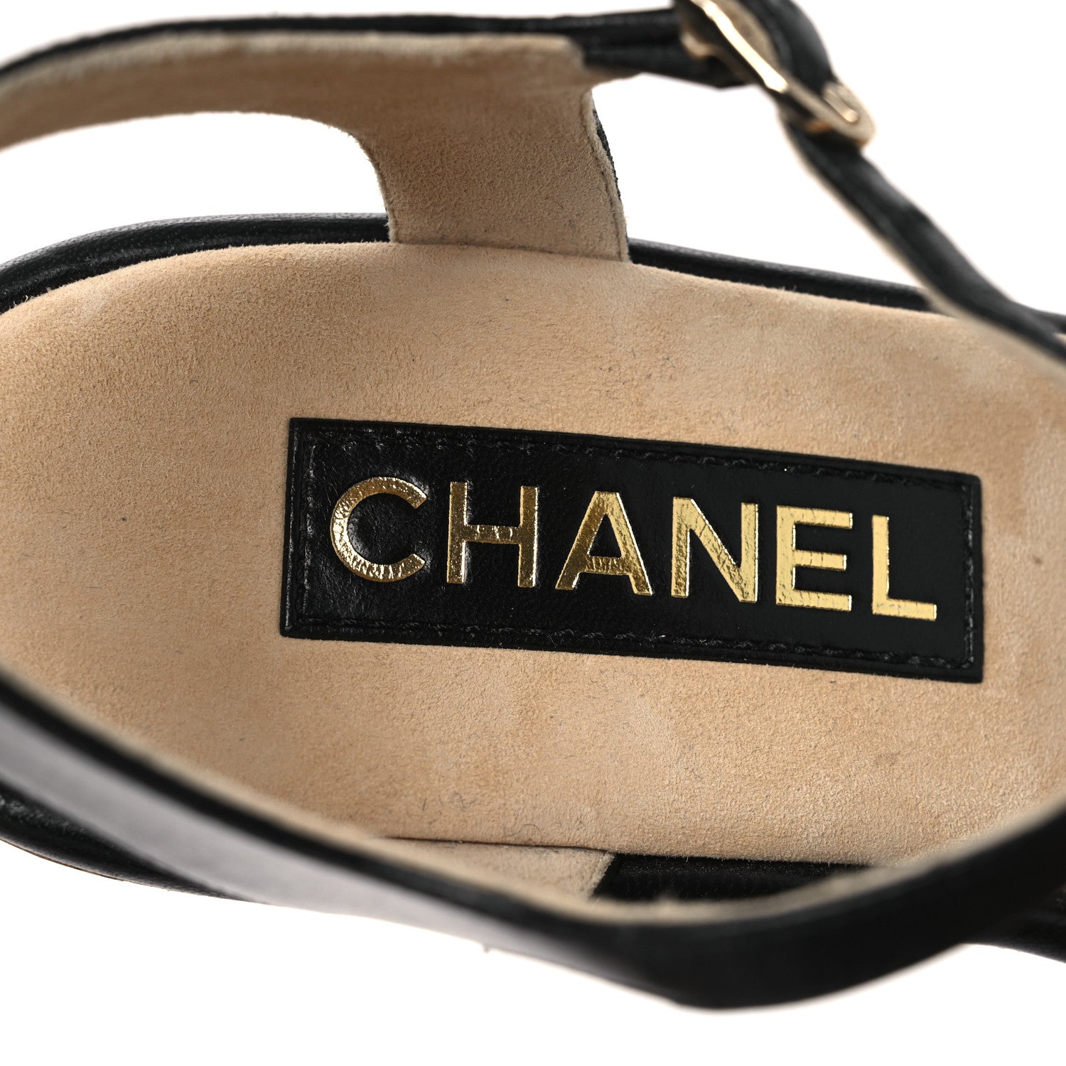 Shiny Lambskin Cork Wedge Sandals 40 Black
