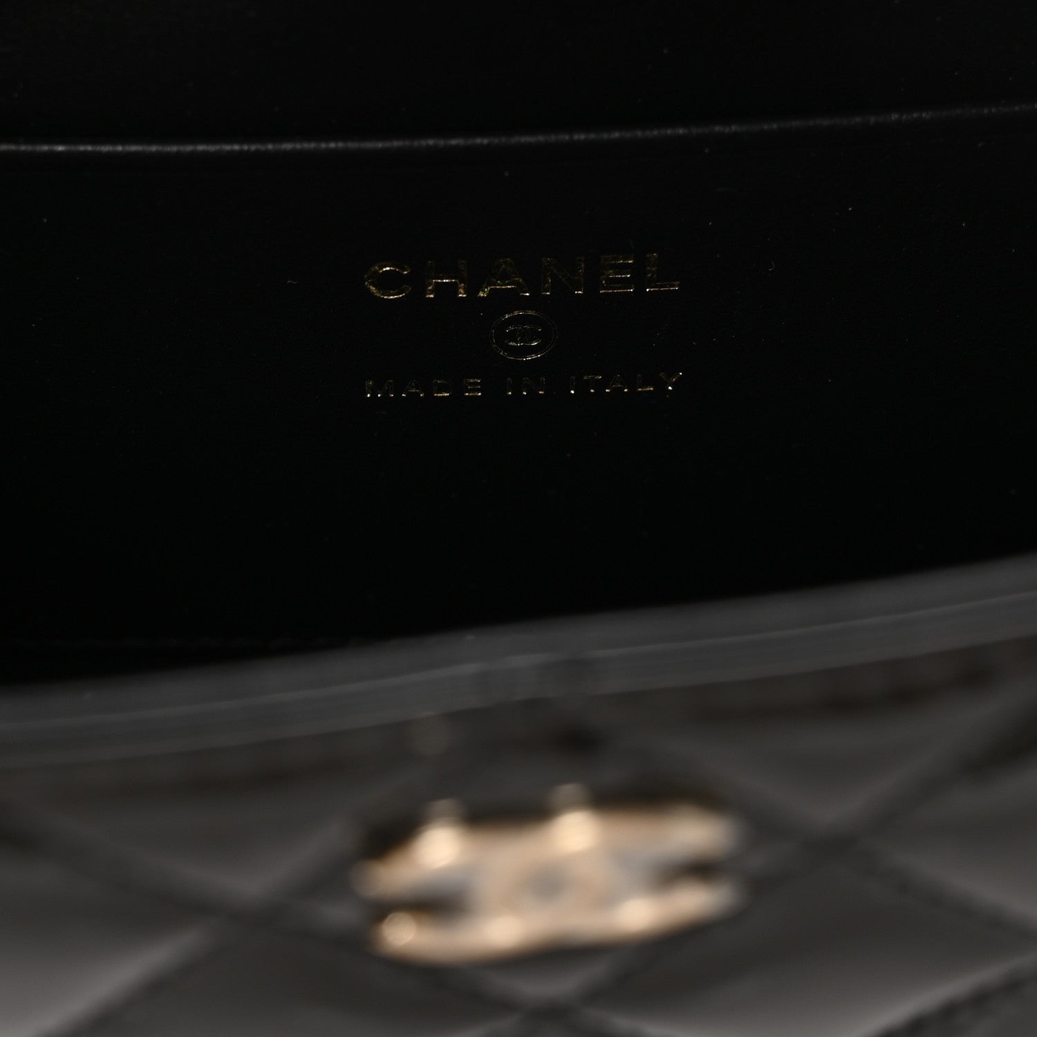 Patent Calfskin Quilted Pearl Clutch With Chain Black