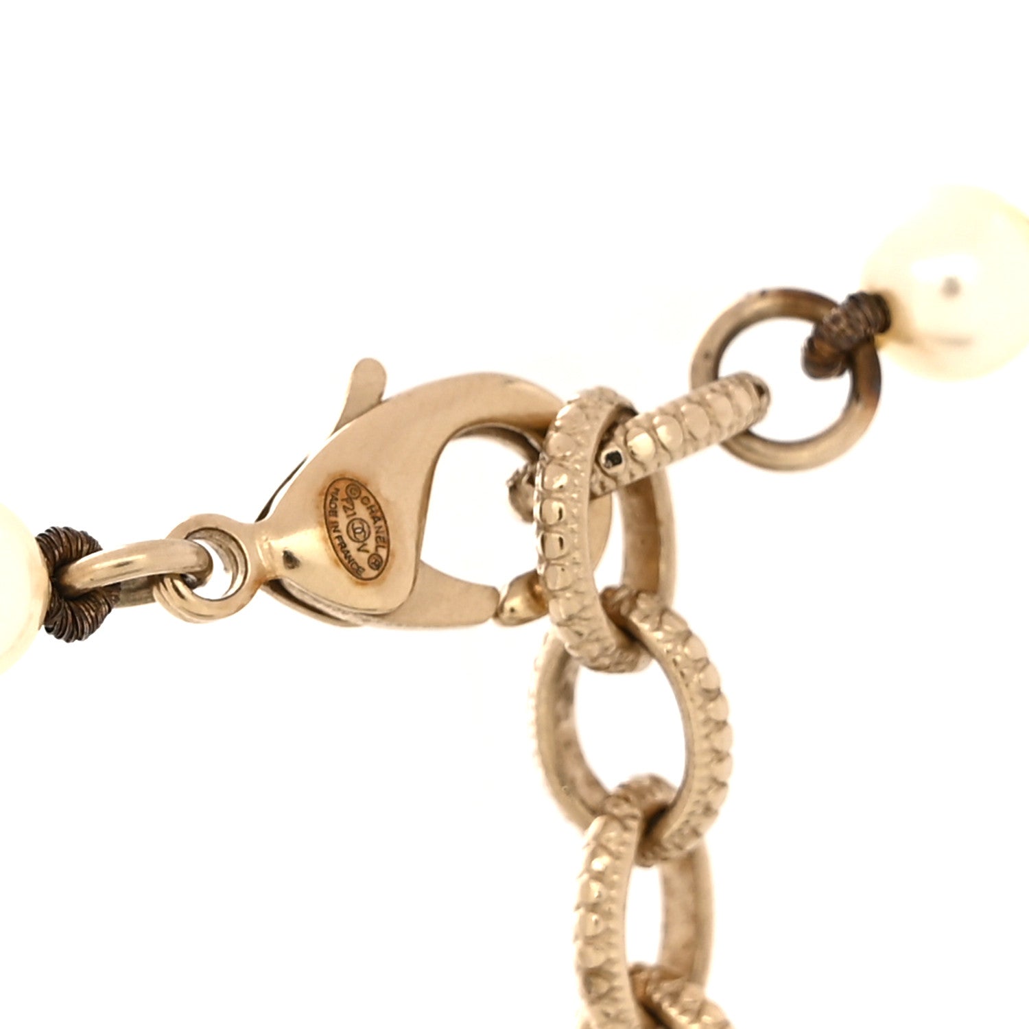 Pearl CC 100th Anniversary Necklace Light Gold