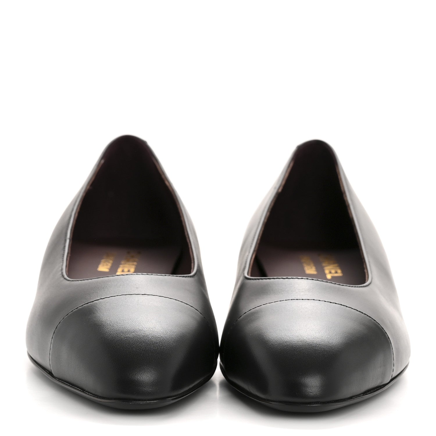 Lambskin Cap Toe CC Uniform Ballerina Flats 37 Black