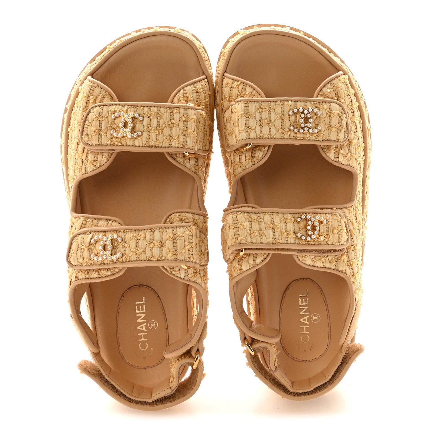 Braided Fabric Velcro Dad Sandals 37.5 Beige