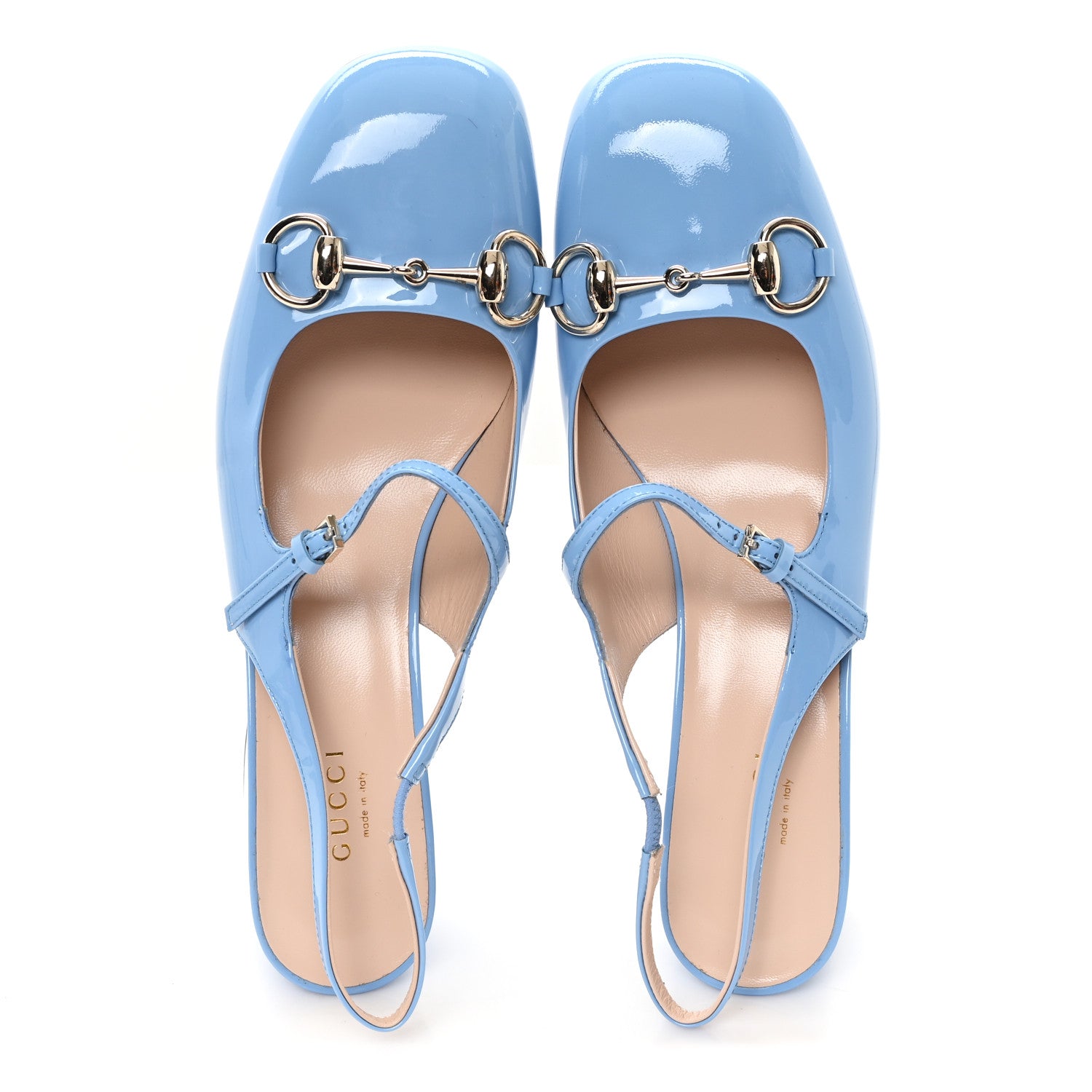 Vernice Crystal Horsebit Charlotte 42mm Slingback Pumps 37.5 Glacial Blue