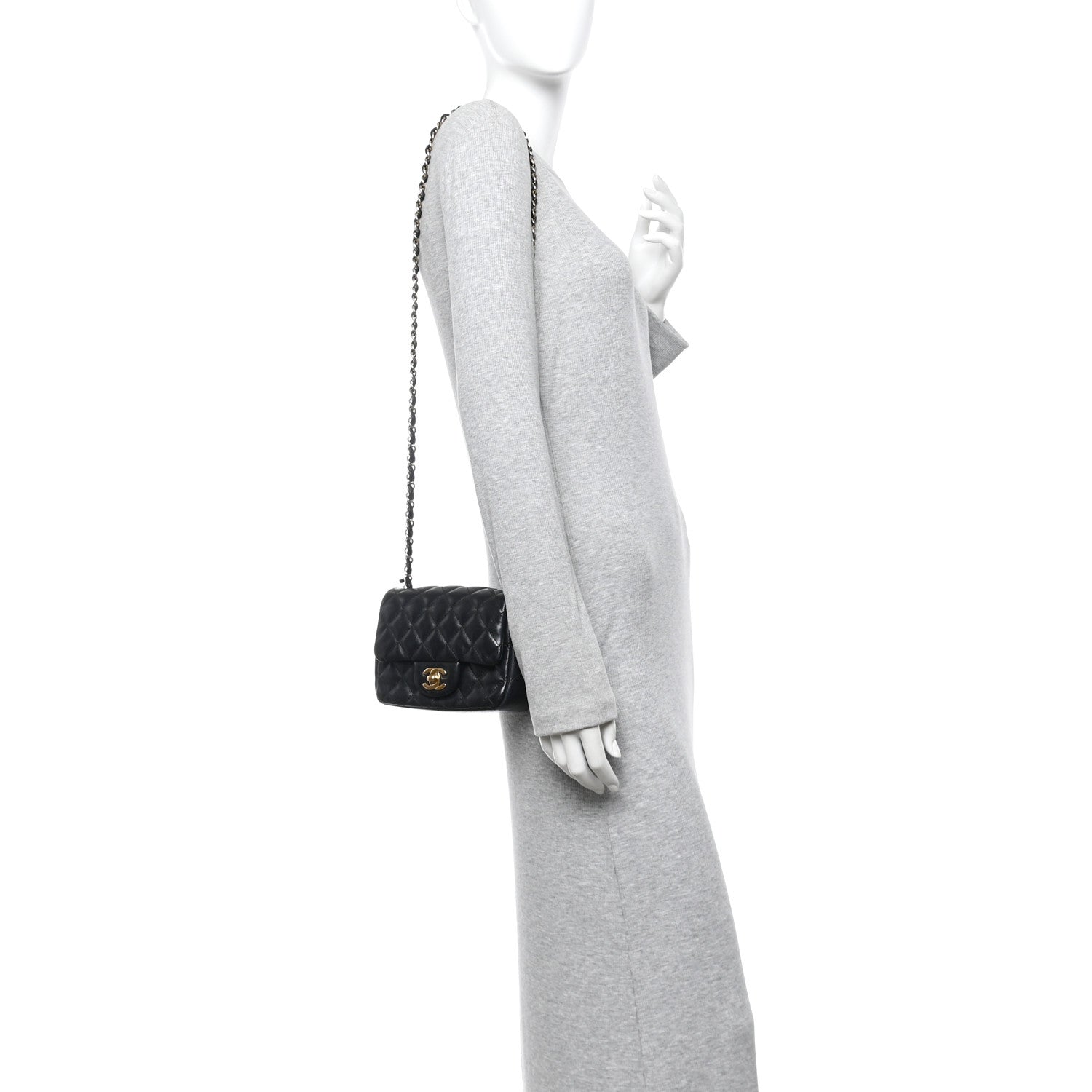 Lambskin Quilted Mini Square Flap Black