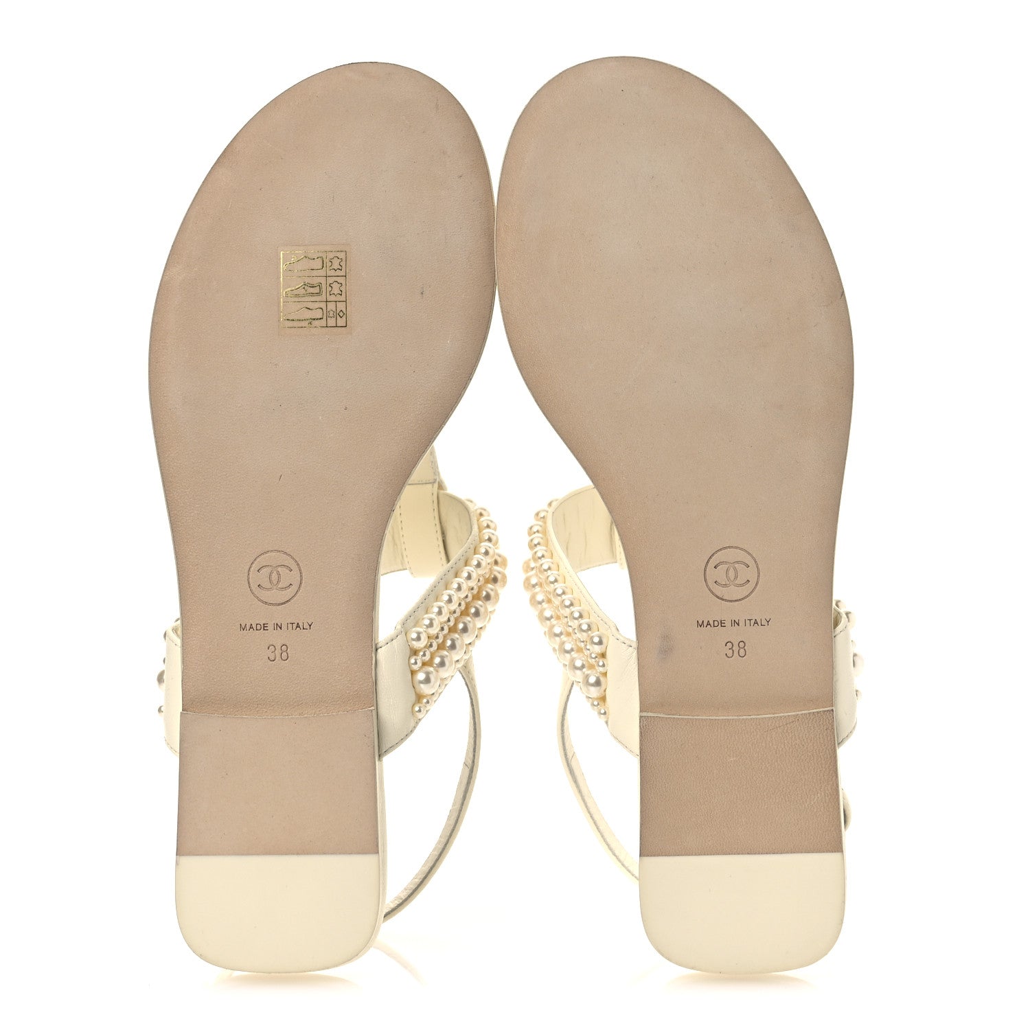Lambskin Pearl Mini CC Thong Sandals 38 White