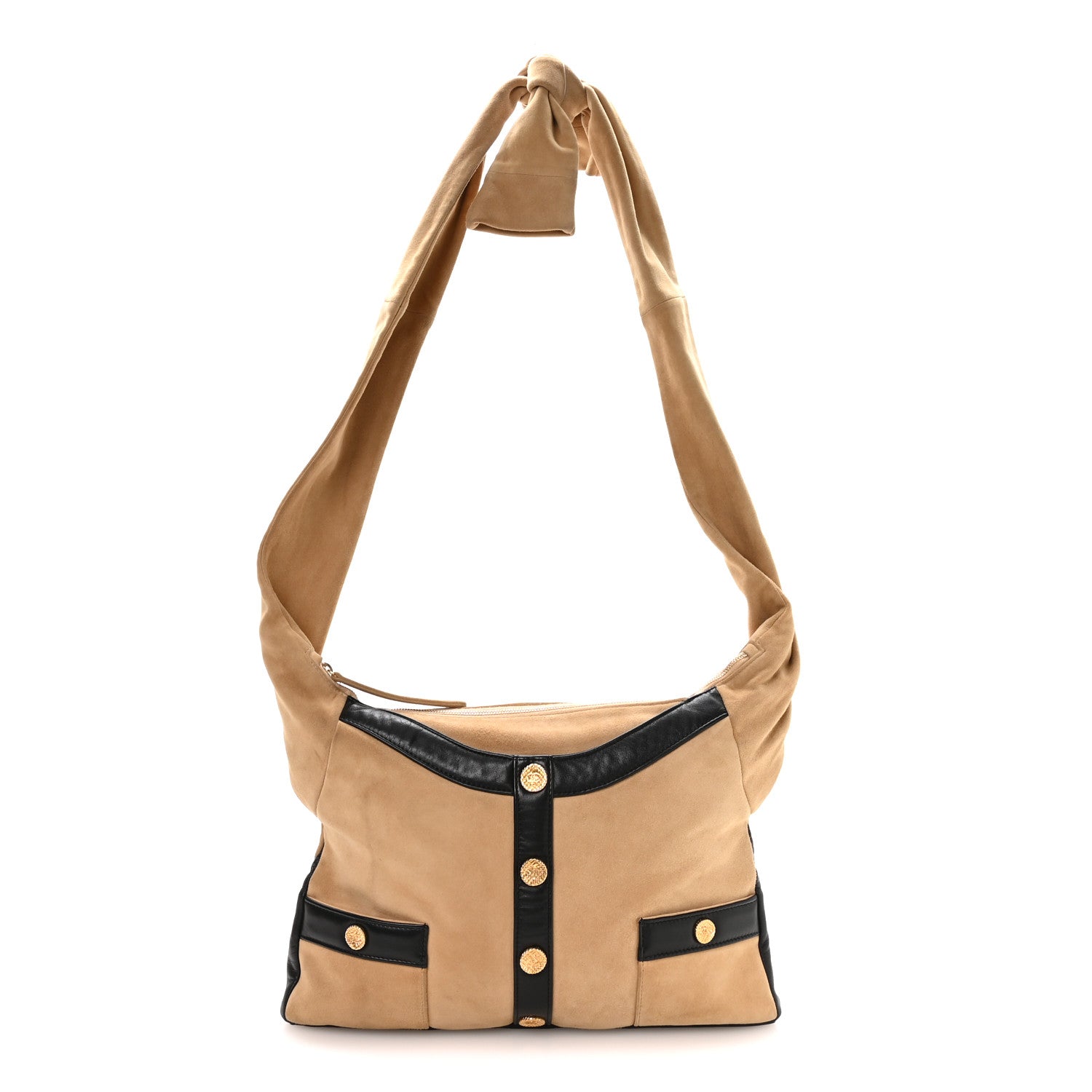 Suede Lambskin Small Girl Bag Beige Black