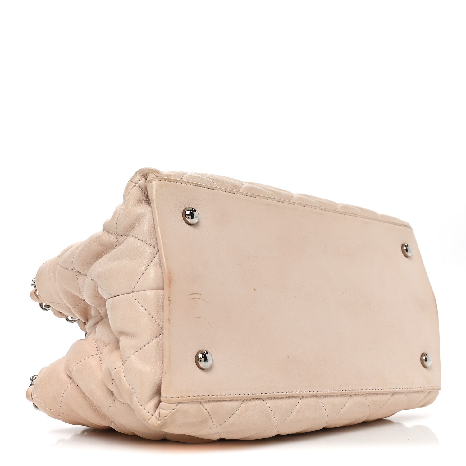 Lambskin Quilted Mini Chain Me Tote Light Beige