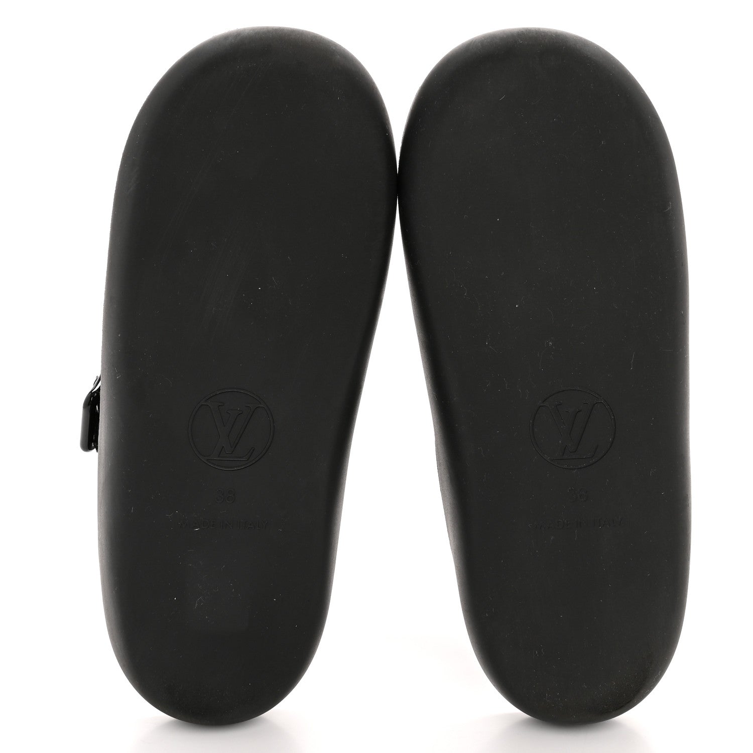 Monogram Sunbath Flat Mule Sandals 38 Black