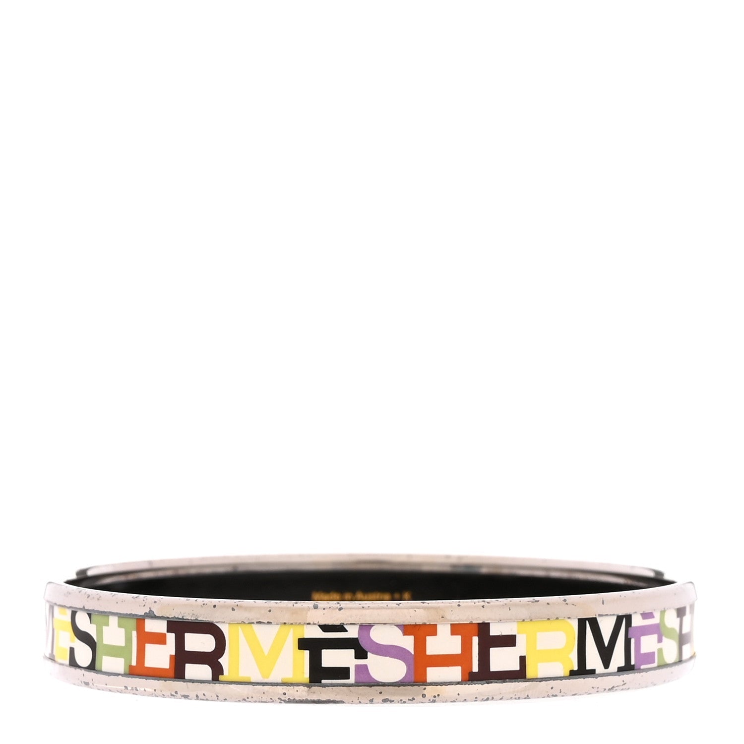 Enamel Printed Narrow Capitales Bracelet 65 White Multicolor