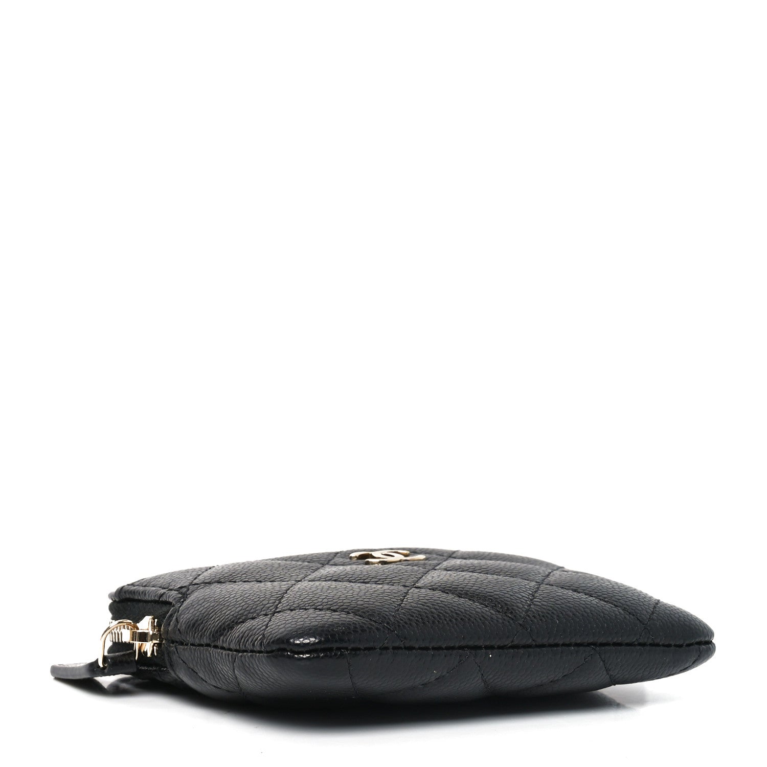 Caviar Quilted Zip Card Holder Wallet Black