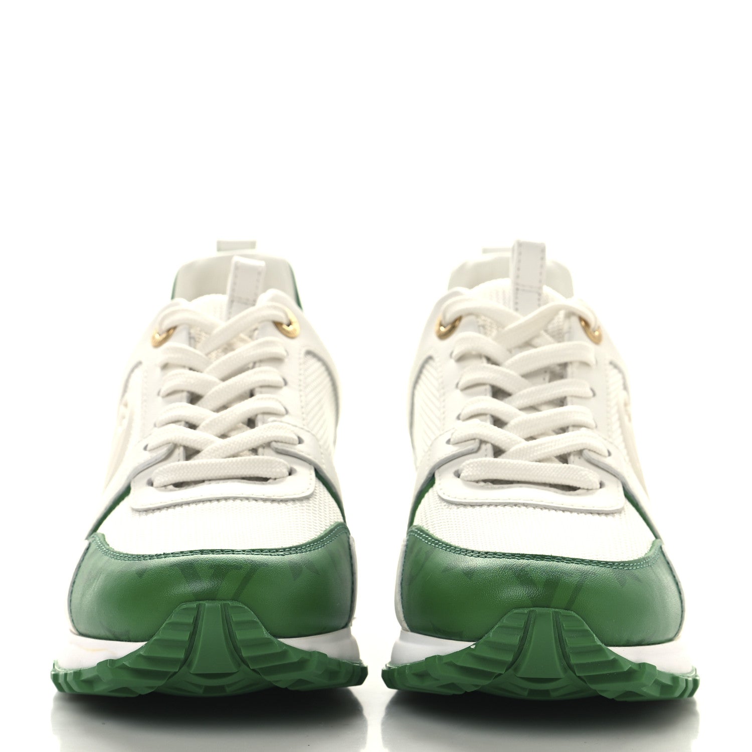 Calfskin Monogram Run Away Sneakers 36 White Green