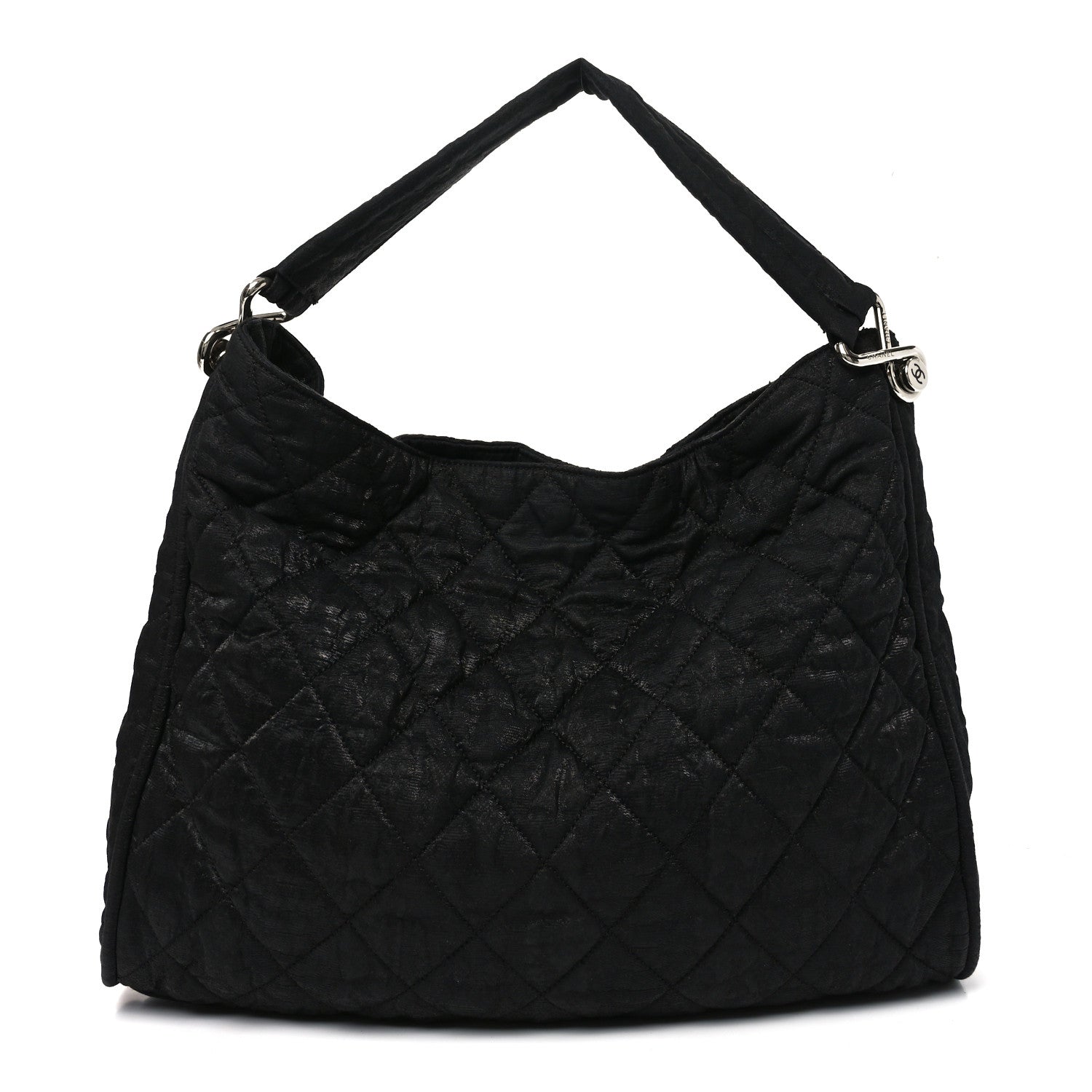 Crinkled Coated Canvas Le Marais Hobo Black
