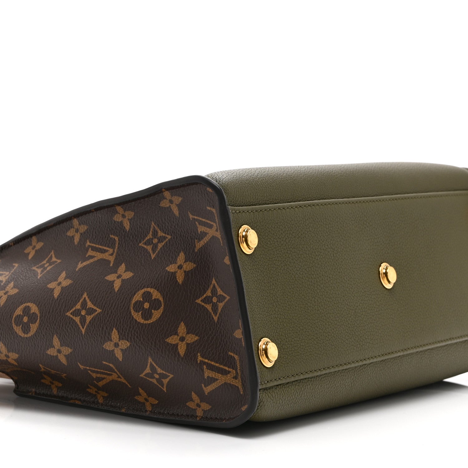Calfskin Monogram On My Side MM Laurier Green Toffee Latte Beige