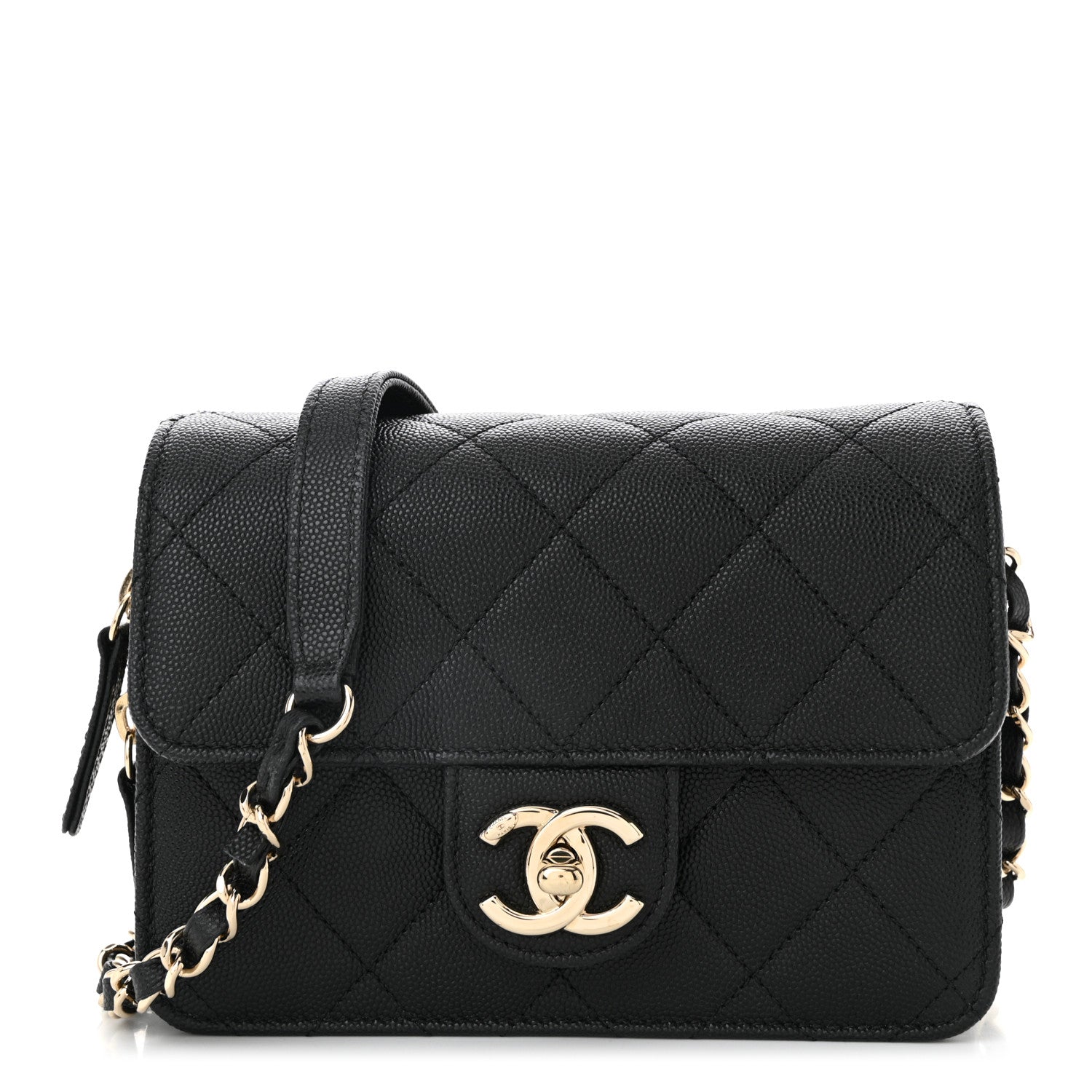 Caviar Quilted Like A Wallet Flap Black
