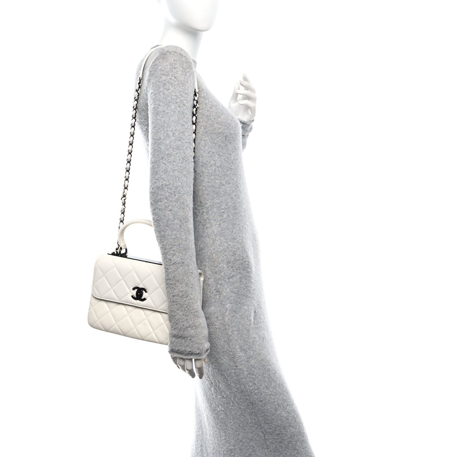 Lambskin Quilted Small Trendy CC Dual Handle Flap Bag White