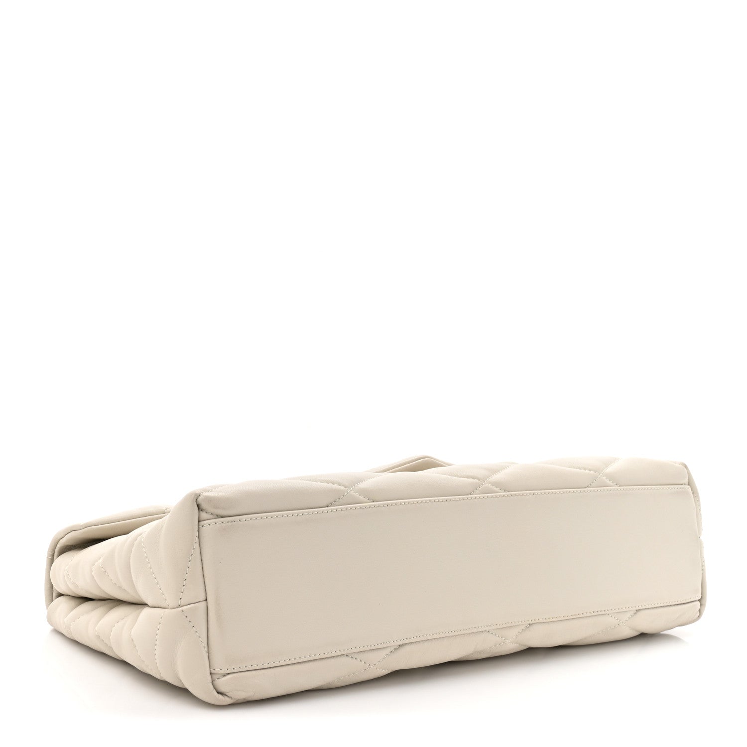 Lambskin Quilted Sade Puffer Envelope Clutch Crema Soft
